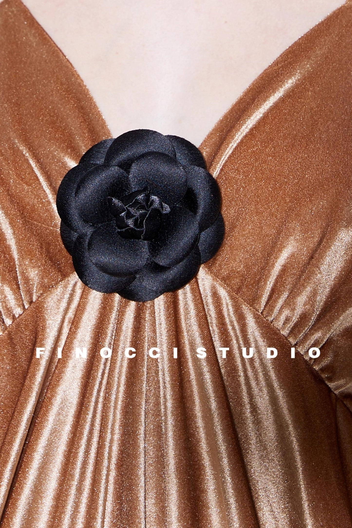 Custom Camellia Silk Velvet Slip Dress