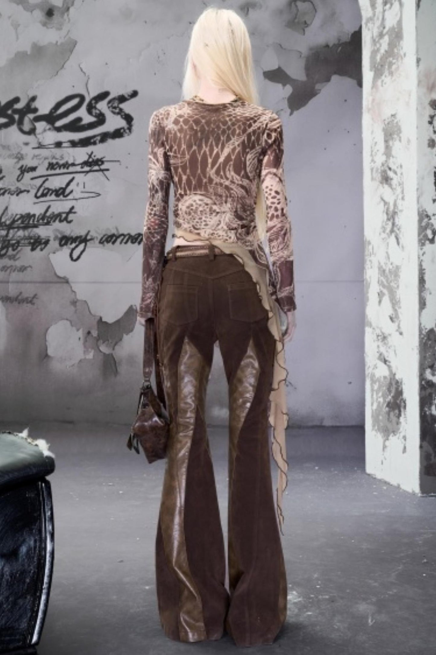 Beaded V-Neck Ruffled Skin Top