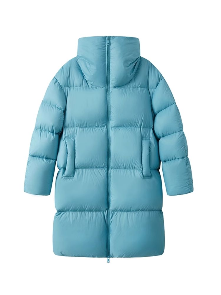 Langer Stehkragen-Daunenmantel