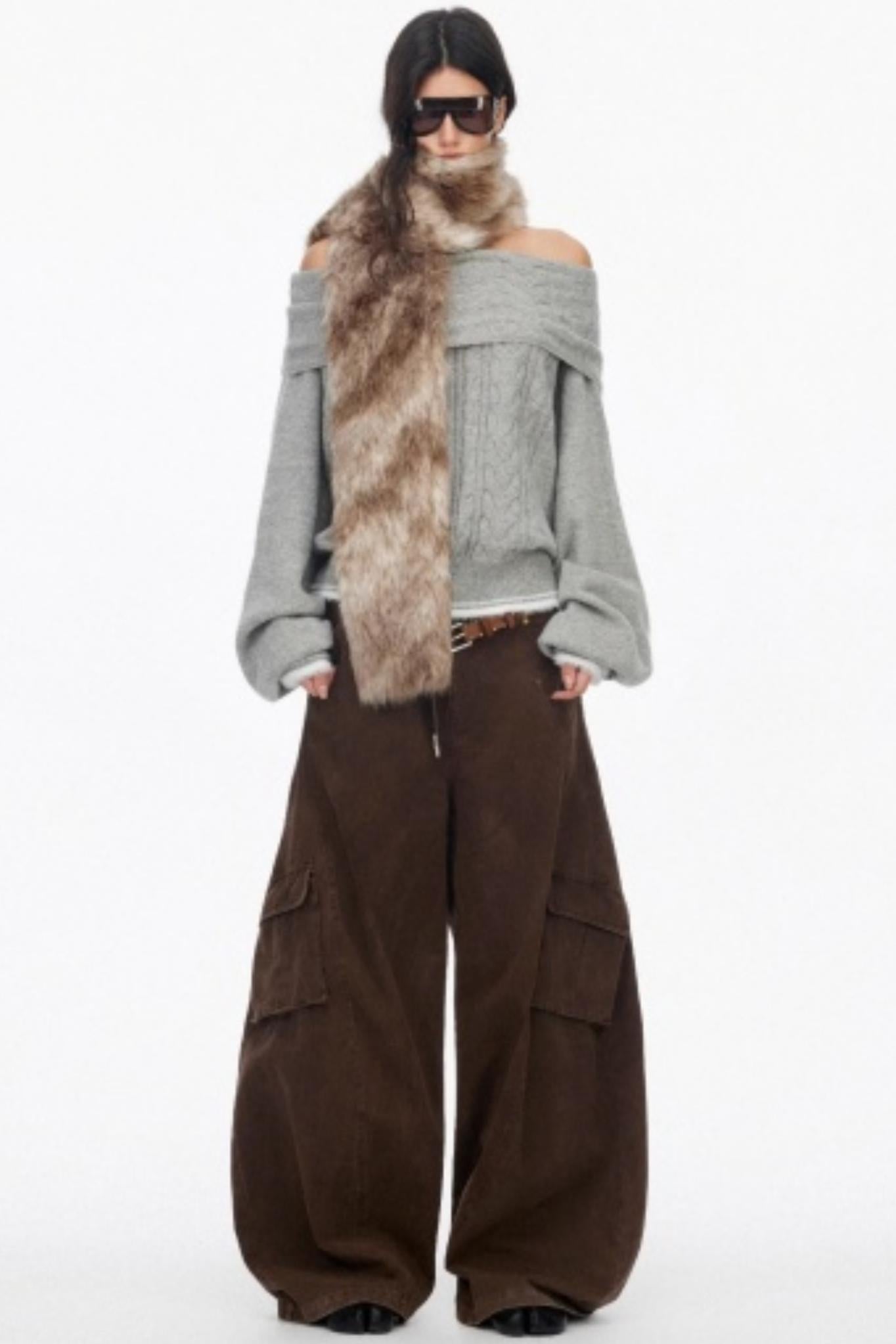Distressed Wide-Leg Cargo Pants