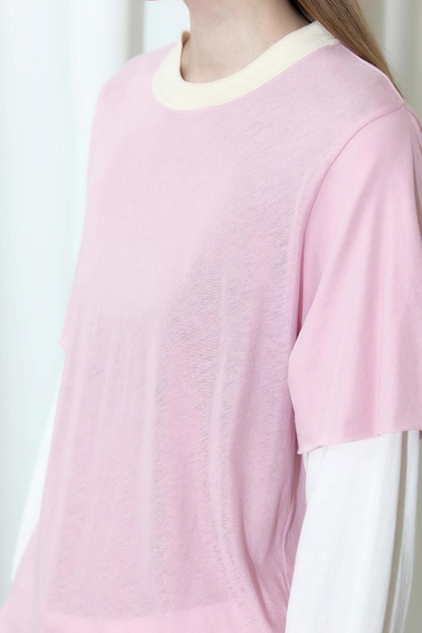 Fake Two-Piece Contrast Long Sleeve T-shirt