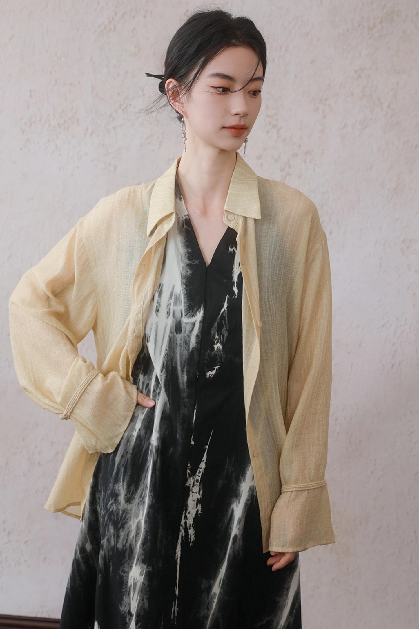 Sun-Protective Yellow Striped Shirt