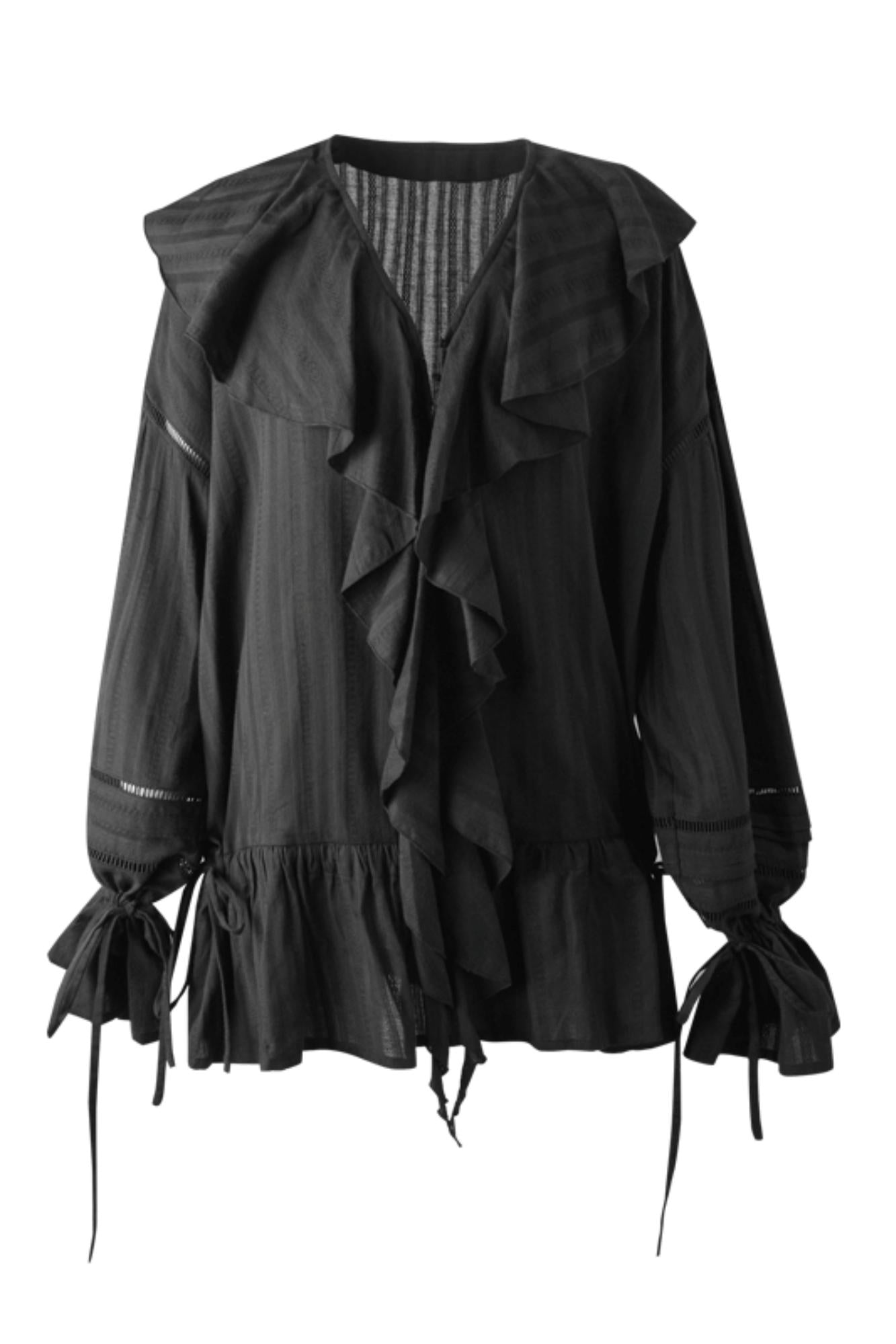 White V-Neck Ruffle Blouse