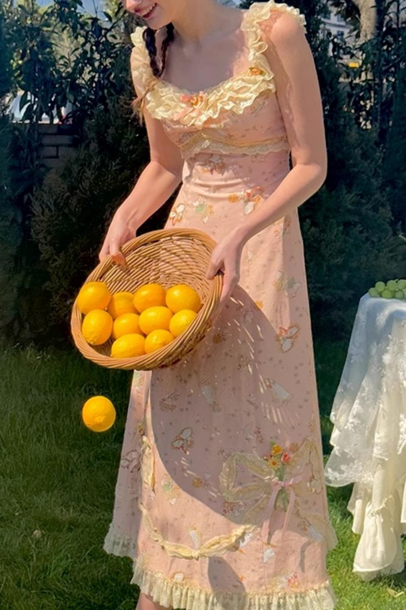 Pink Almond Lace Halter Dress