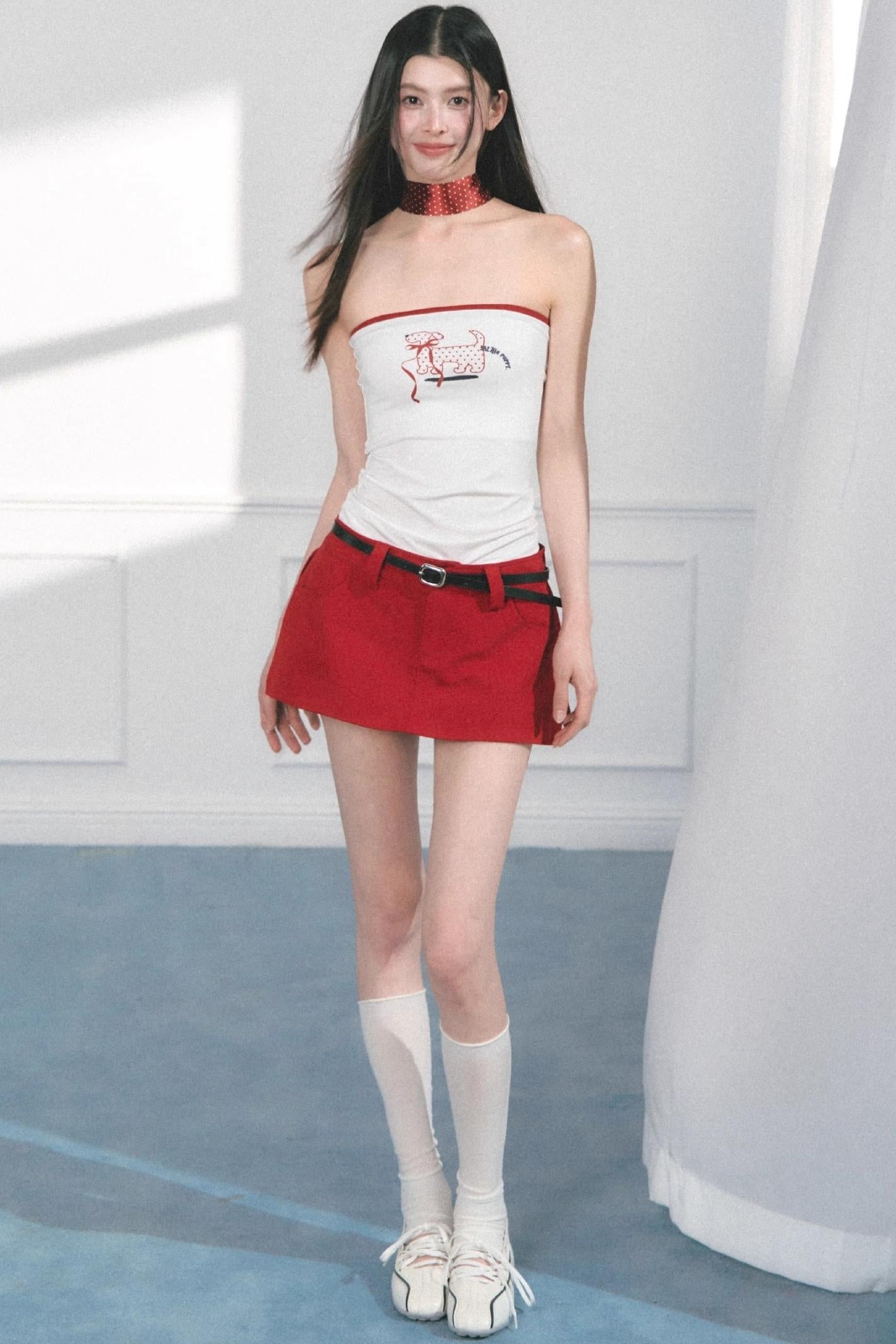 Original Puppy Print Fitted Top