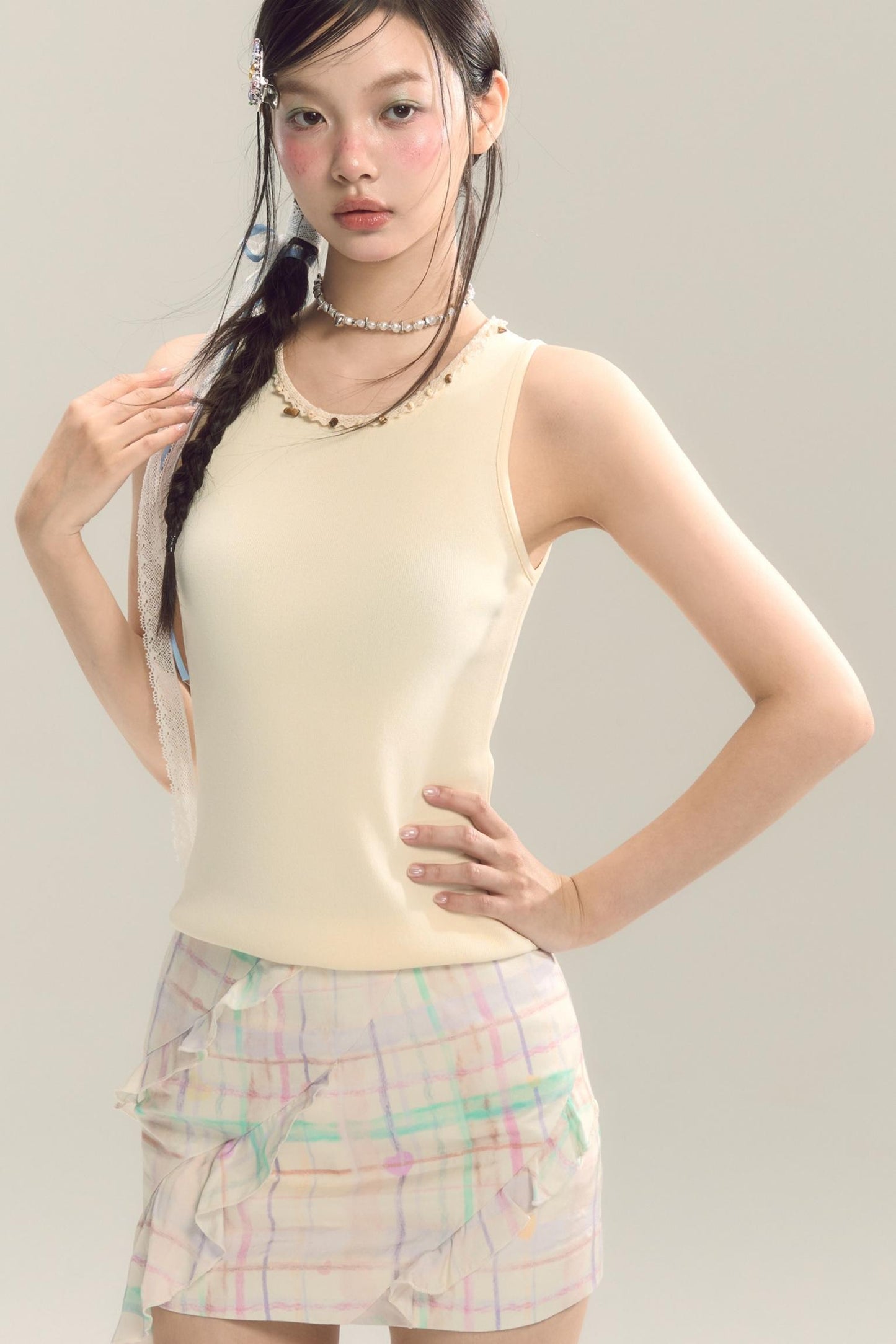 Yellow Plaid Halter Skirt