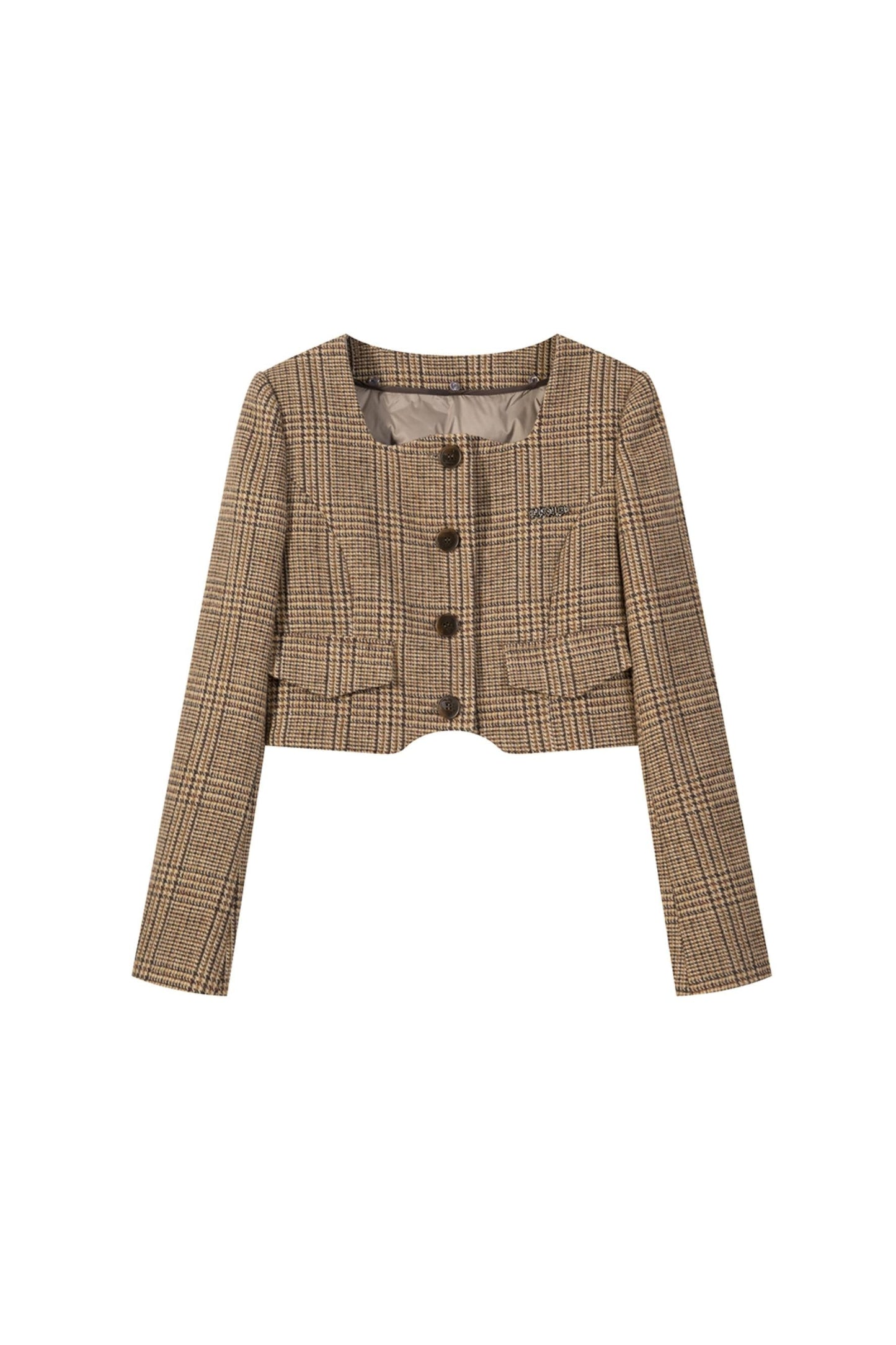 Brown Checked Tweed Jacket