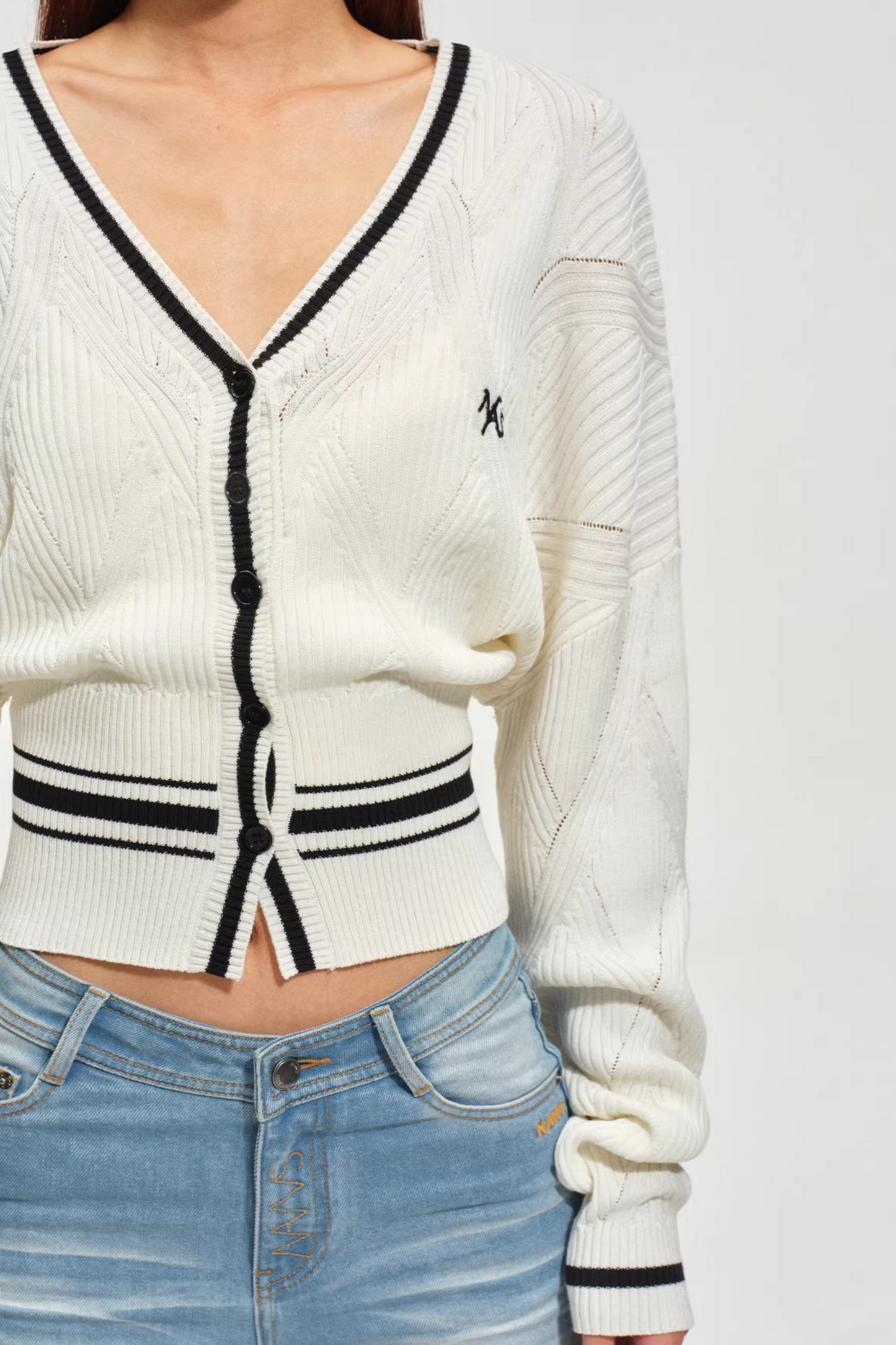 Tencel Wool Striped Cardigan