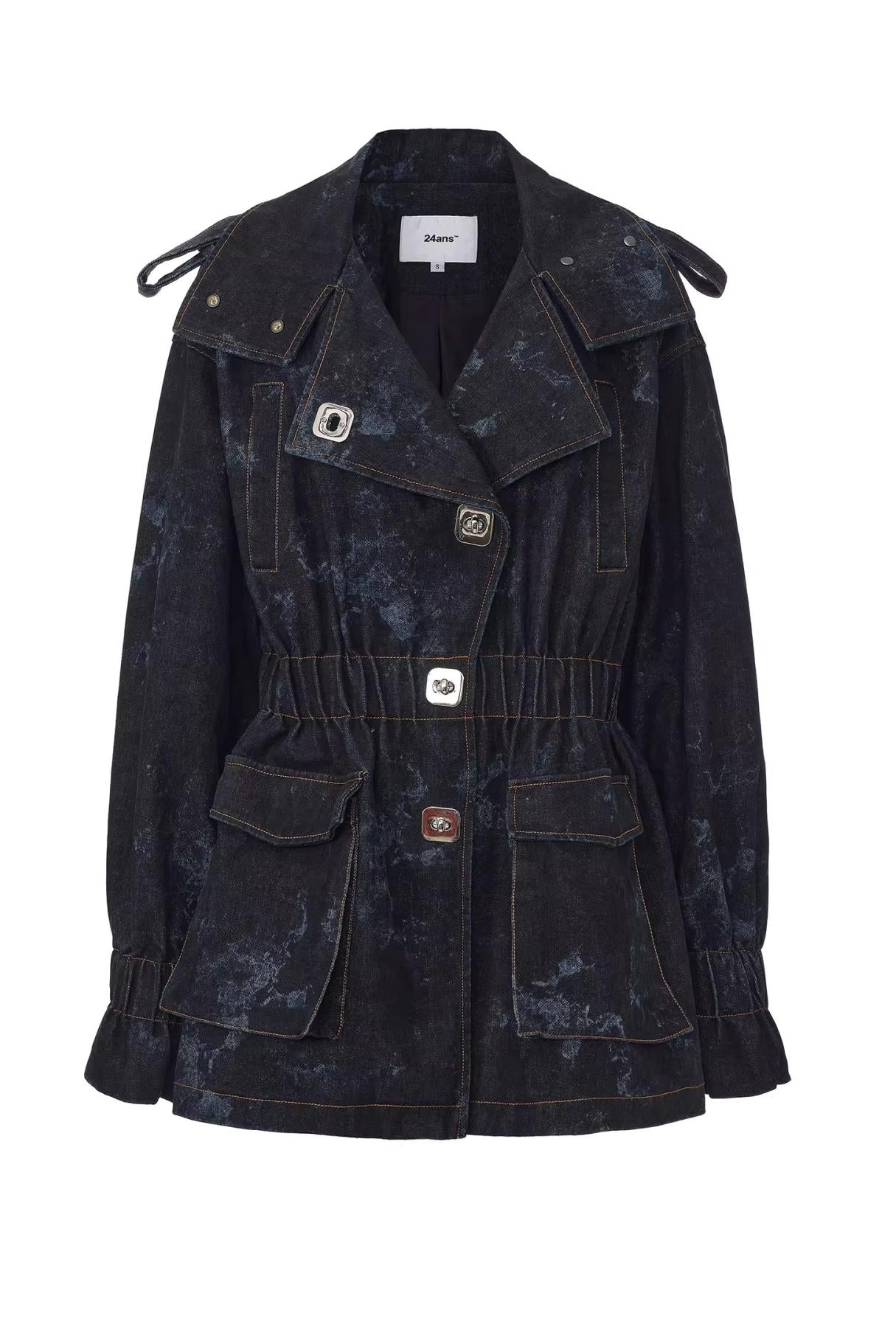 Tie-Dye Stand-Up Collar Jacket