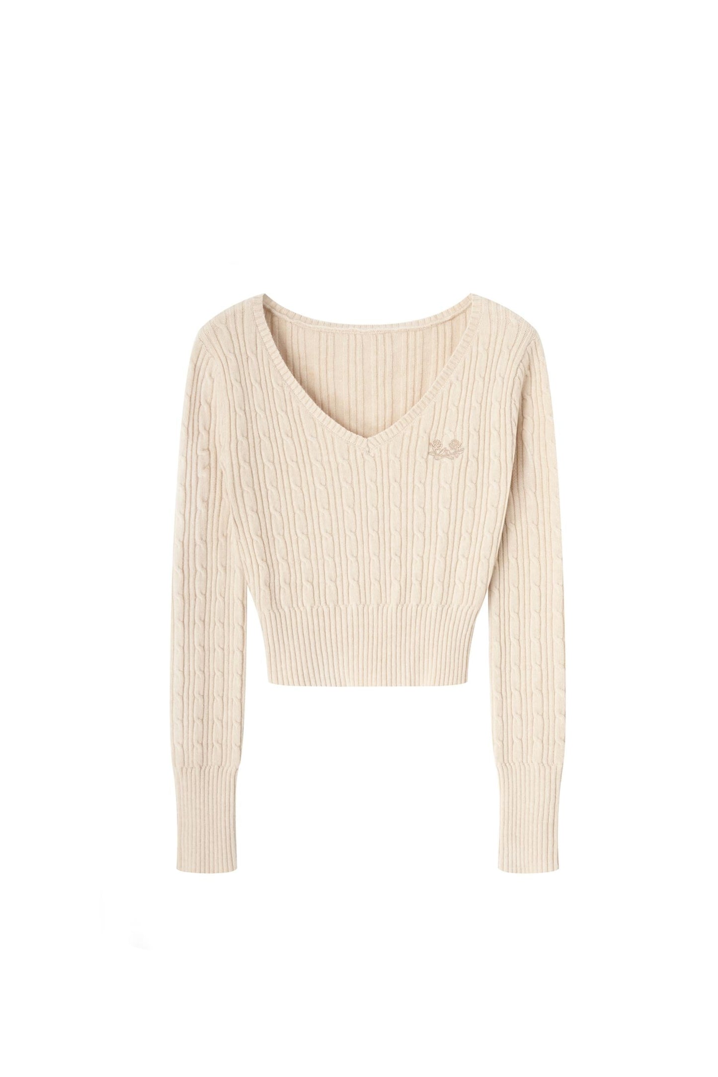 Flower V-Neck Knit Sweater