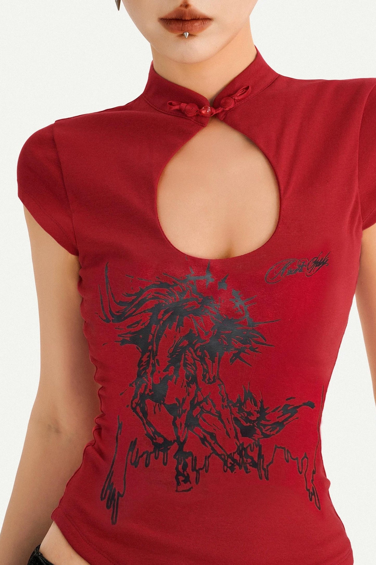 Rotes Millennium-Cheongsam-Oberteil