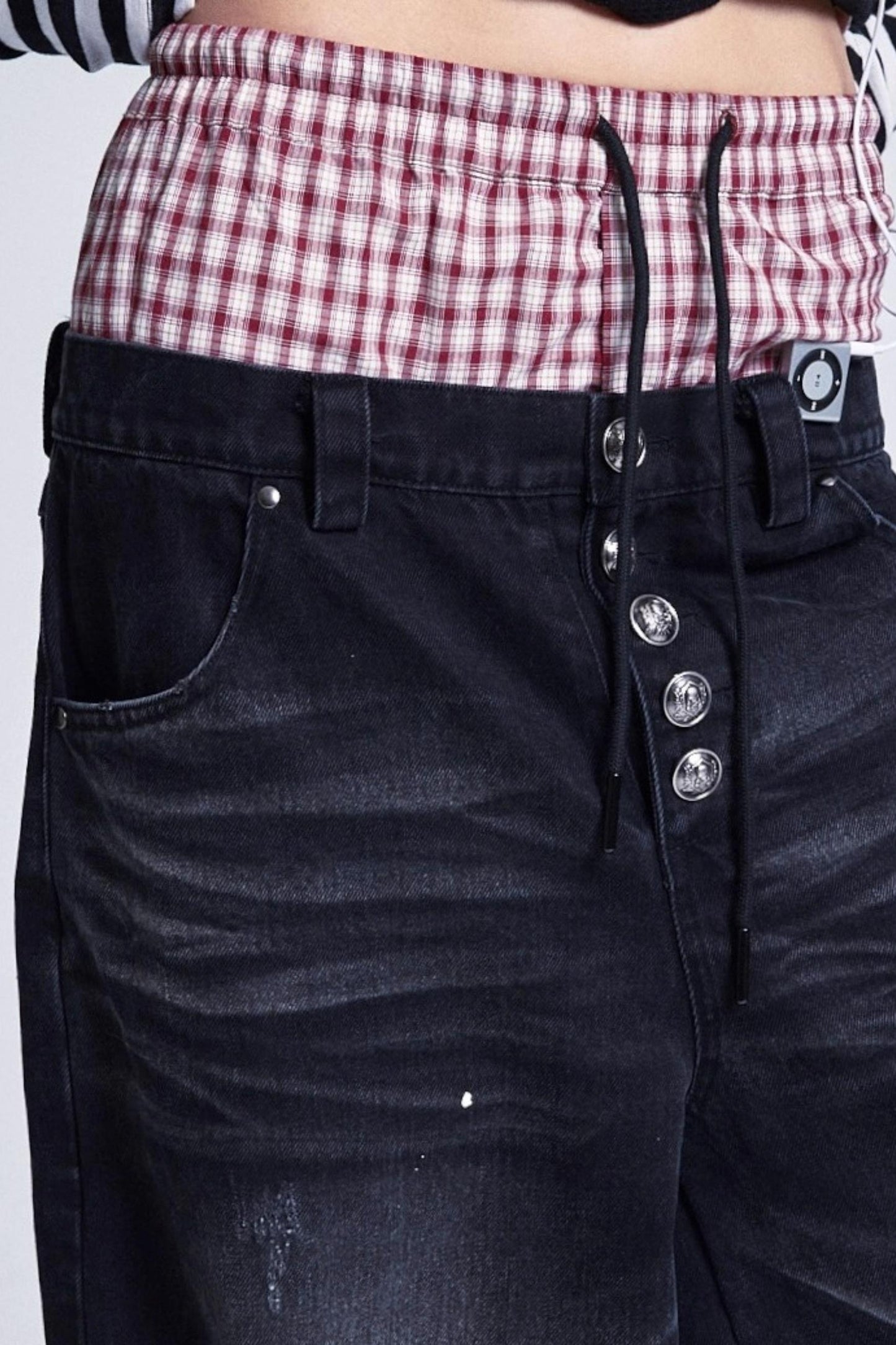 Distressed Ink Wash Baggy Pants