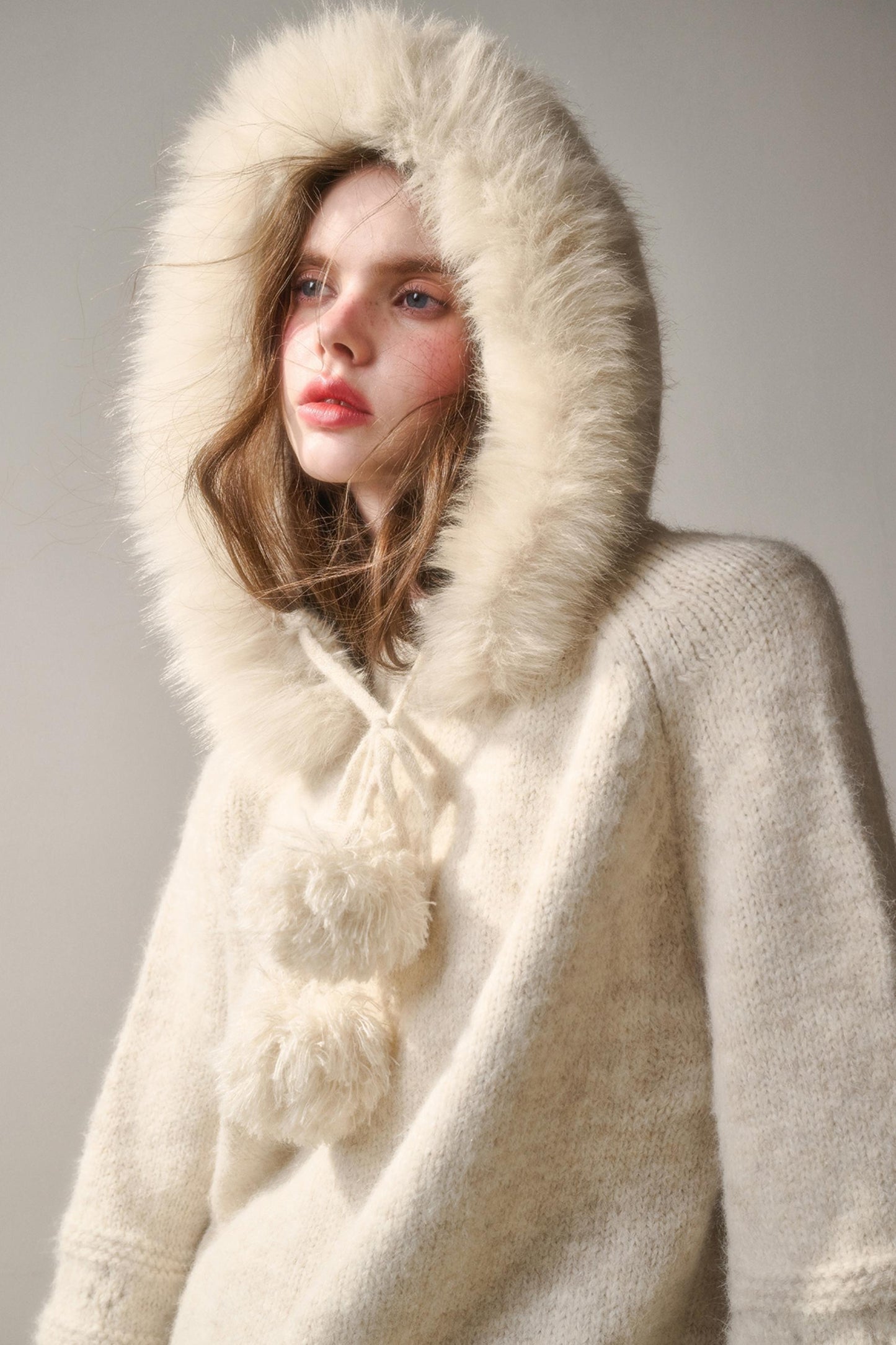 Elegant Hooded Wool Cape Coat