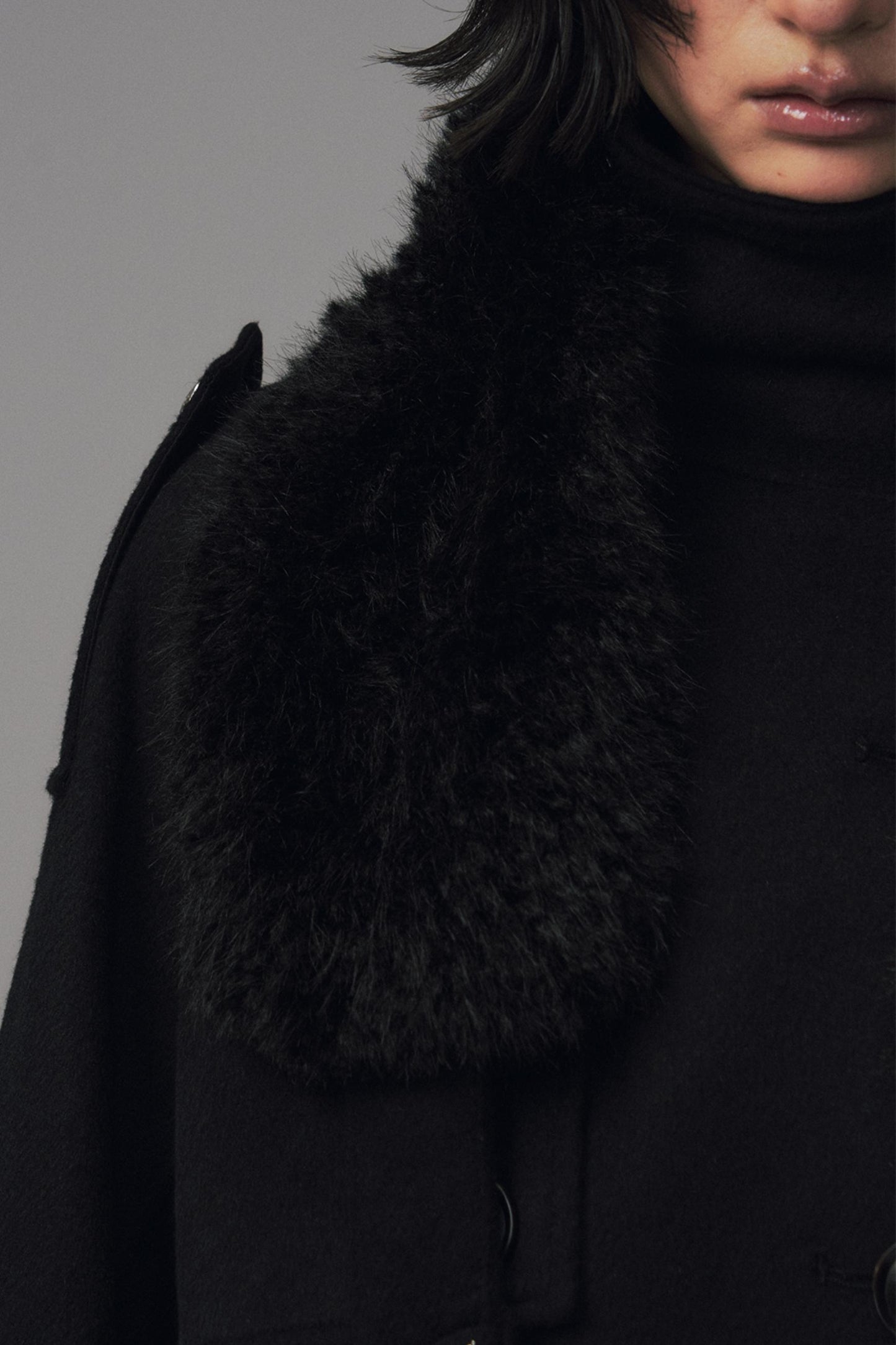 Dark Large Lapel Woolen Jacket