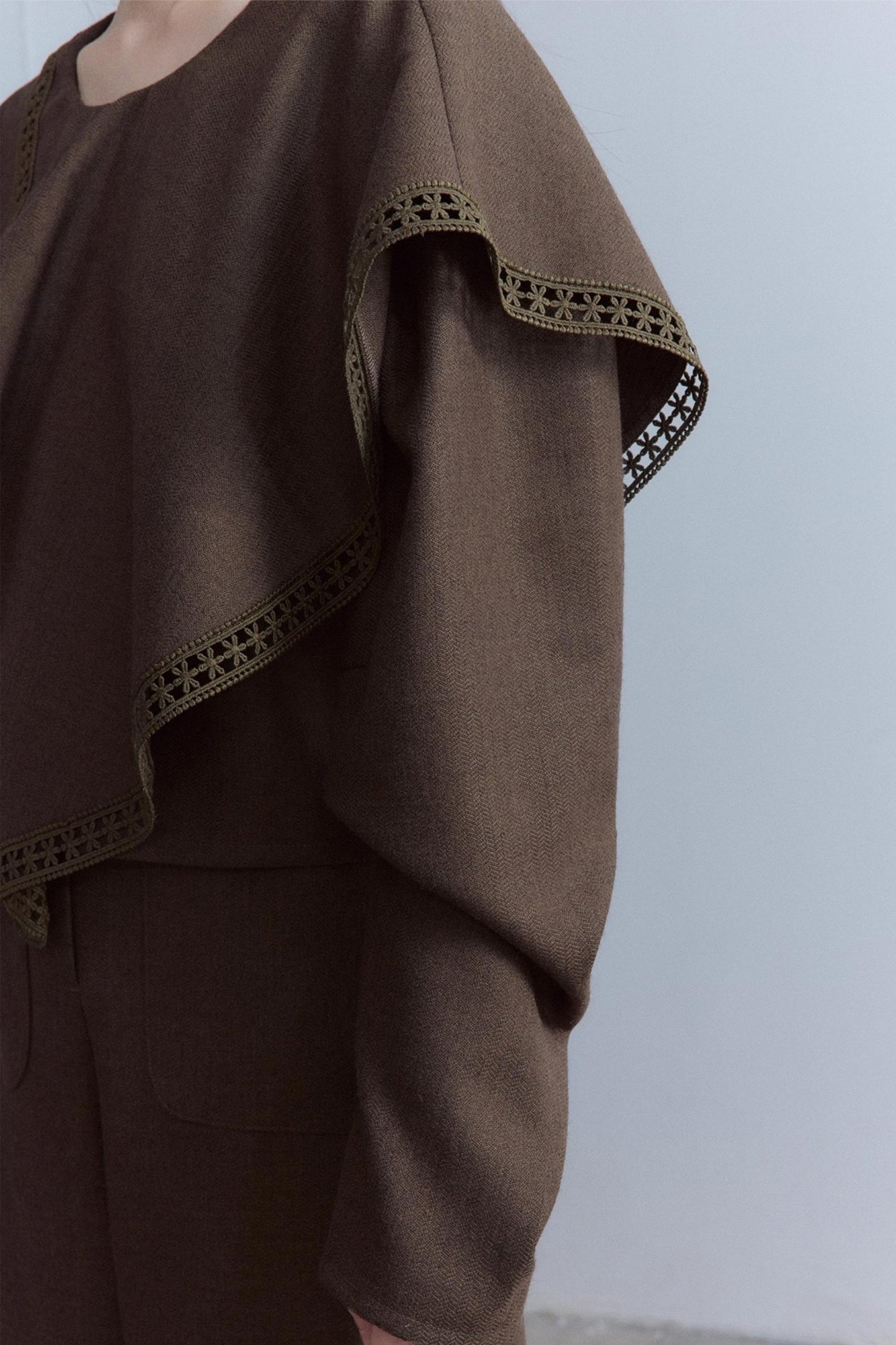 Moss Green Fishbone Wool Top