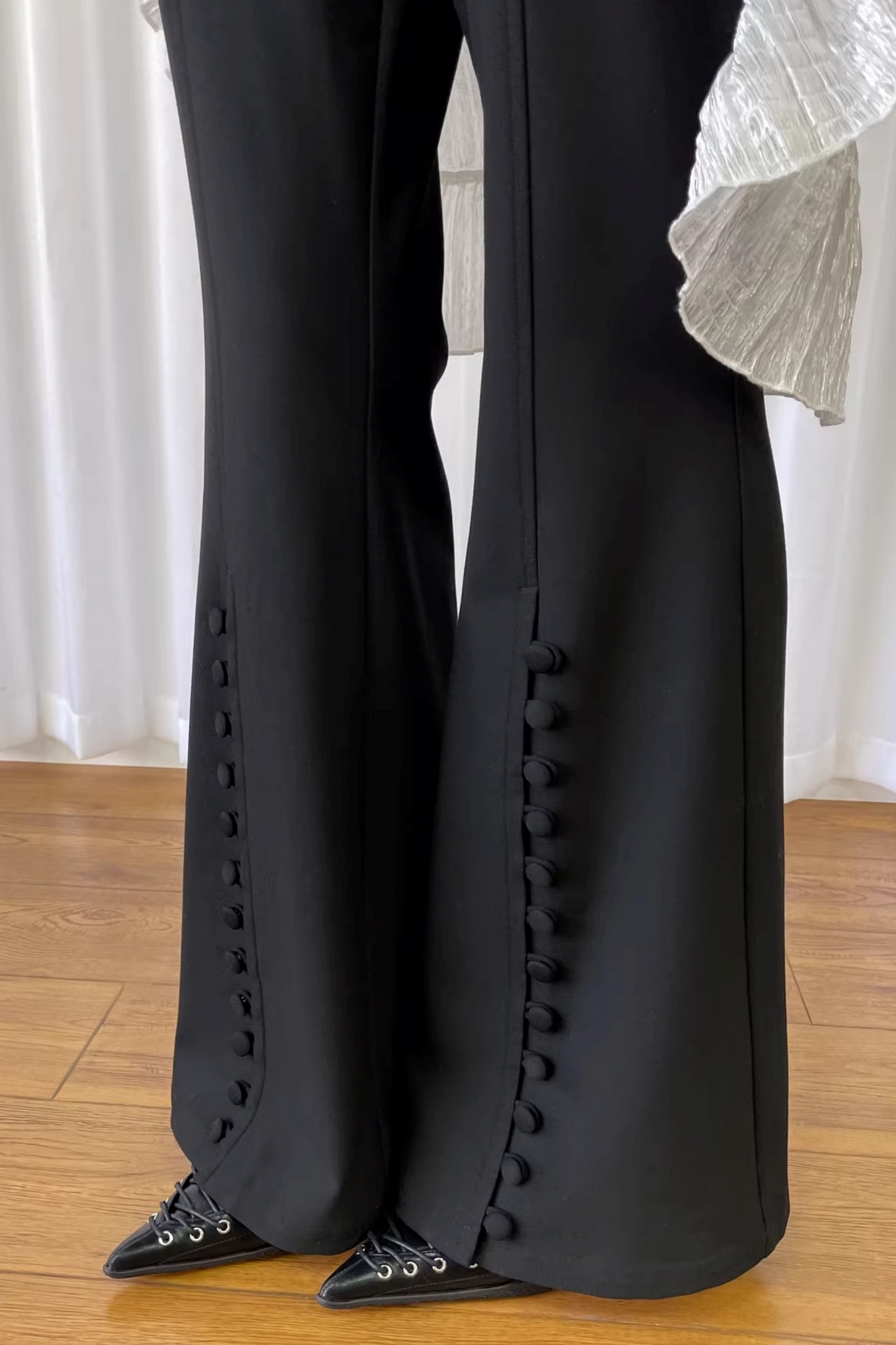 Black Drape Wide-Leg Pants