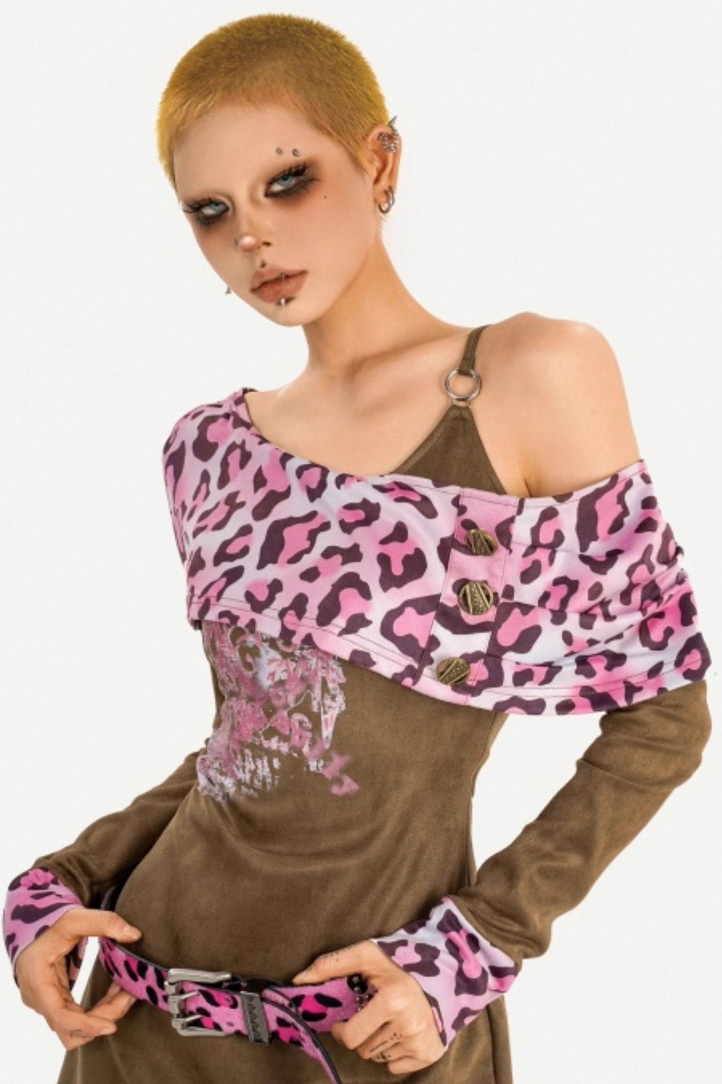 Pink Leopard Patchwork Dress