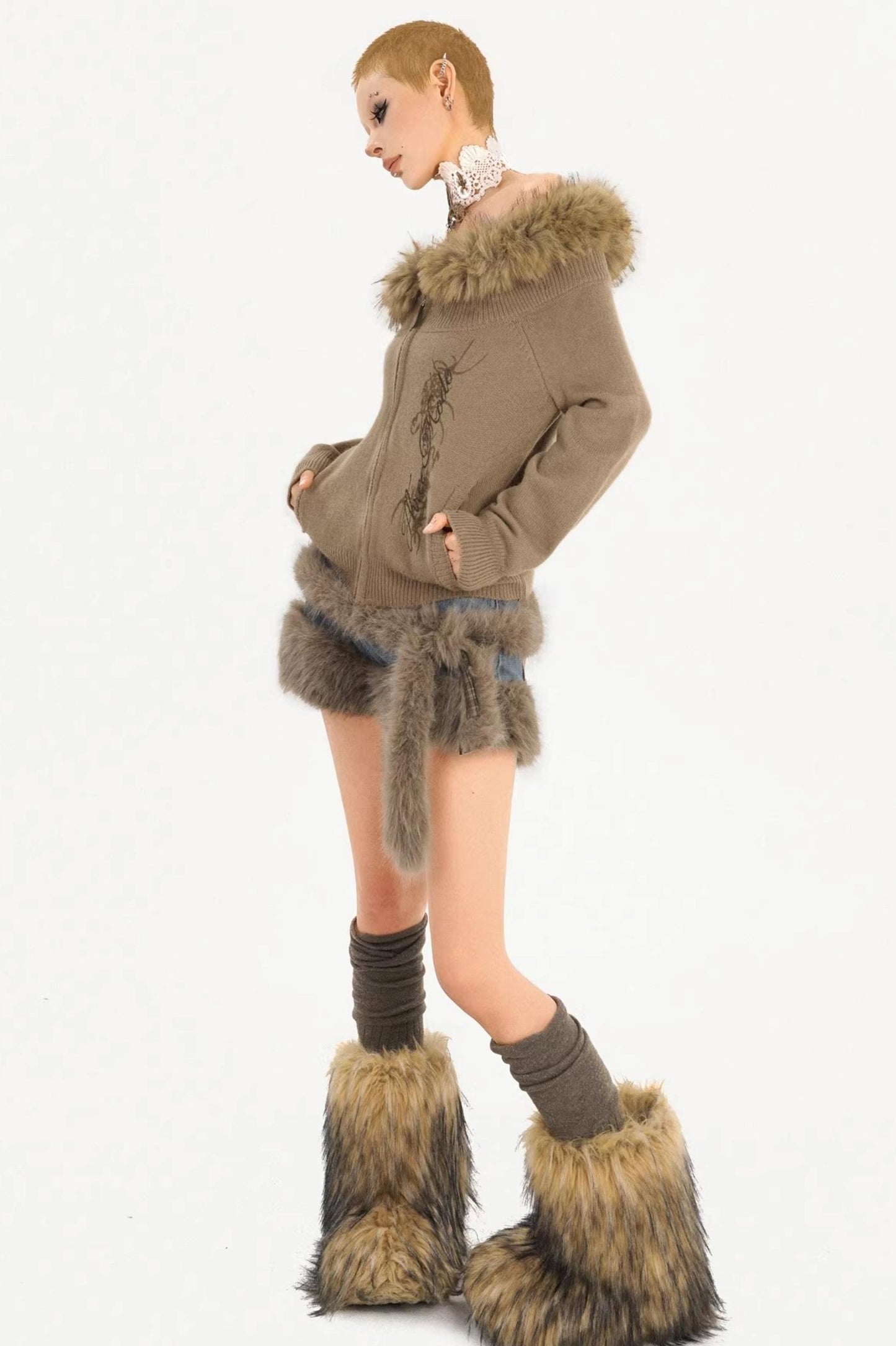 Light Gray Off-Shoulder Sweater