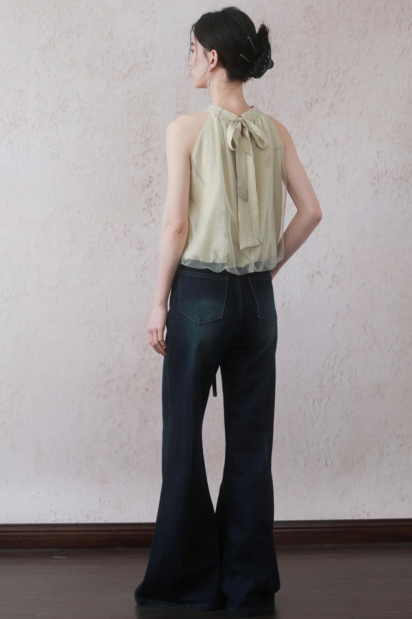 Summer Apricot Mesh Top