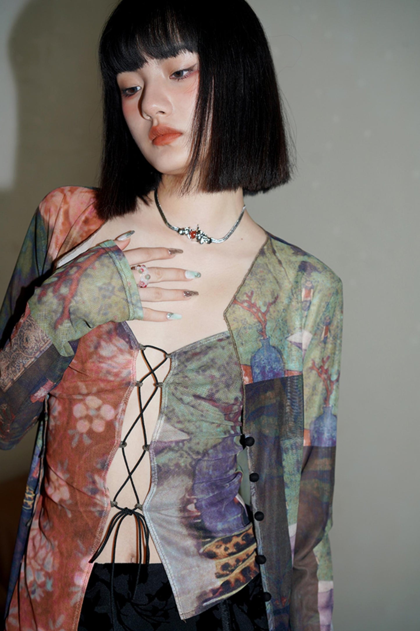 Slim Fit Chinese Style Printed Dress