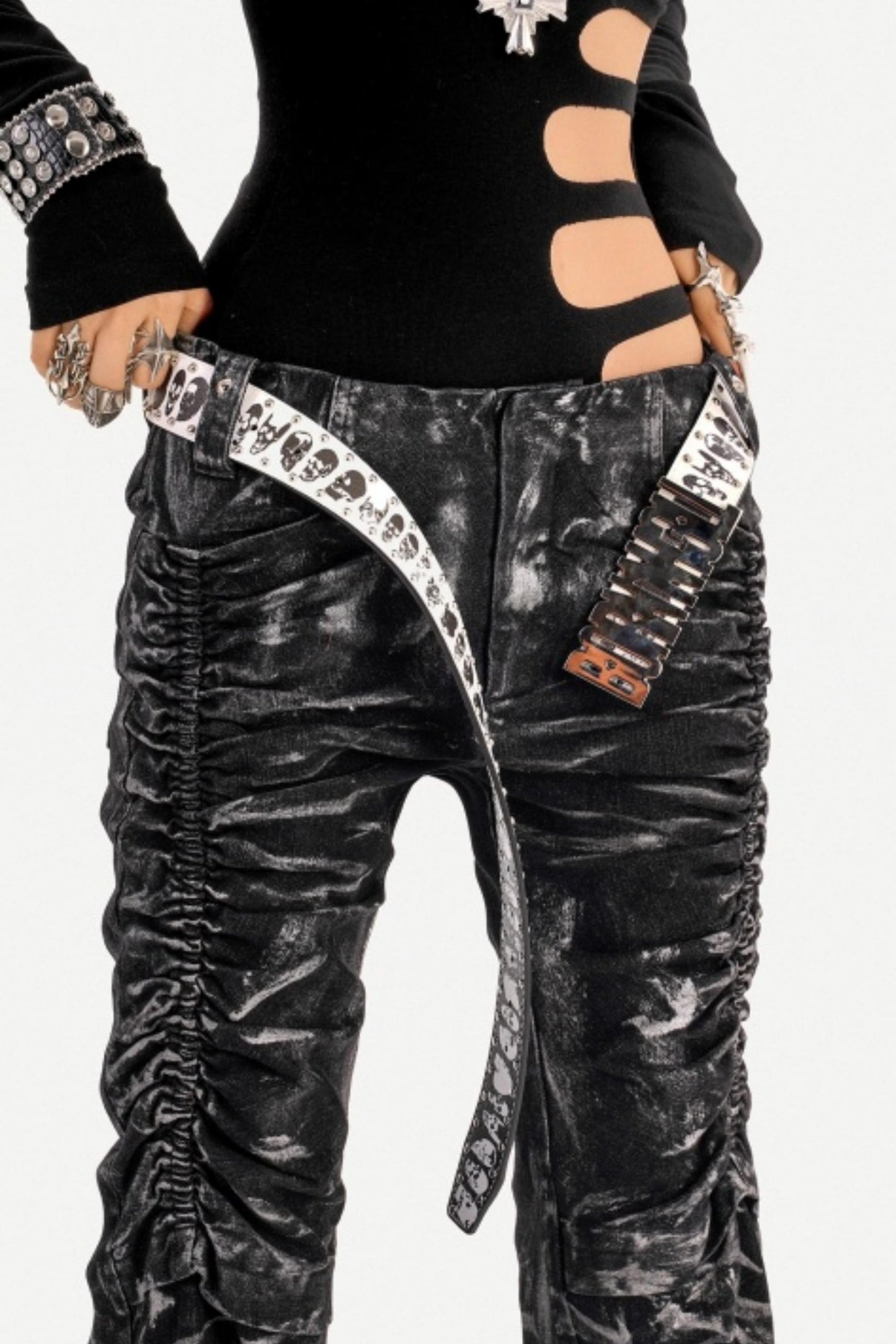Deconstructed Black Denim Pants