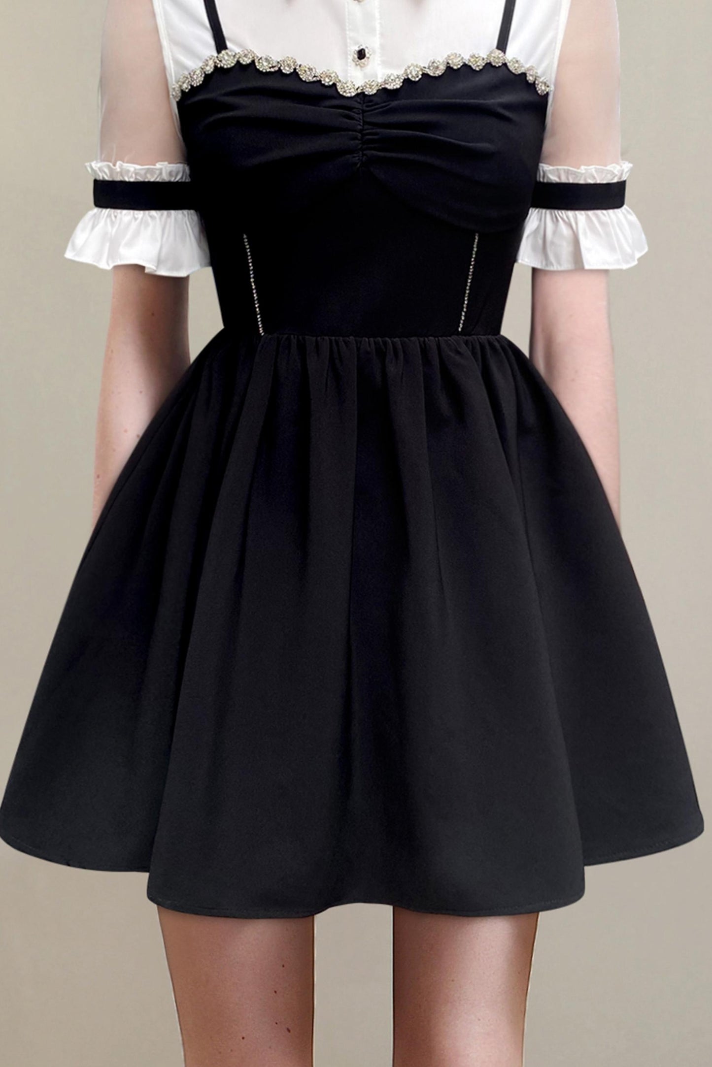French Contrast Panel Dress