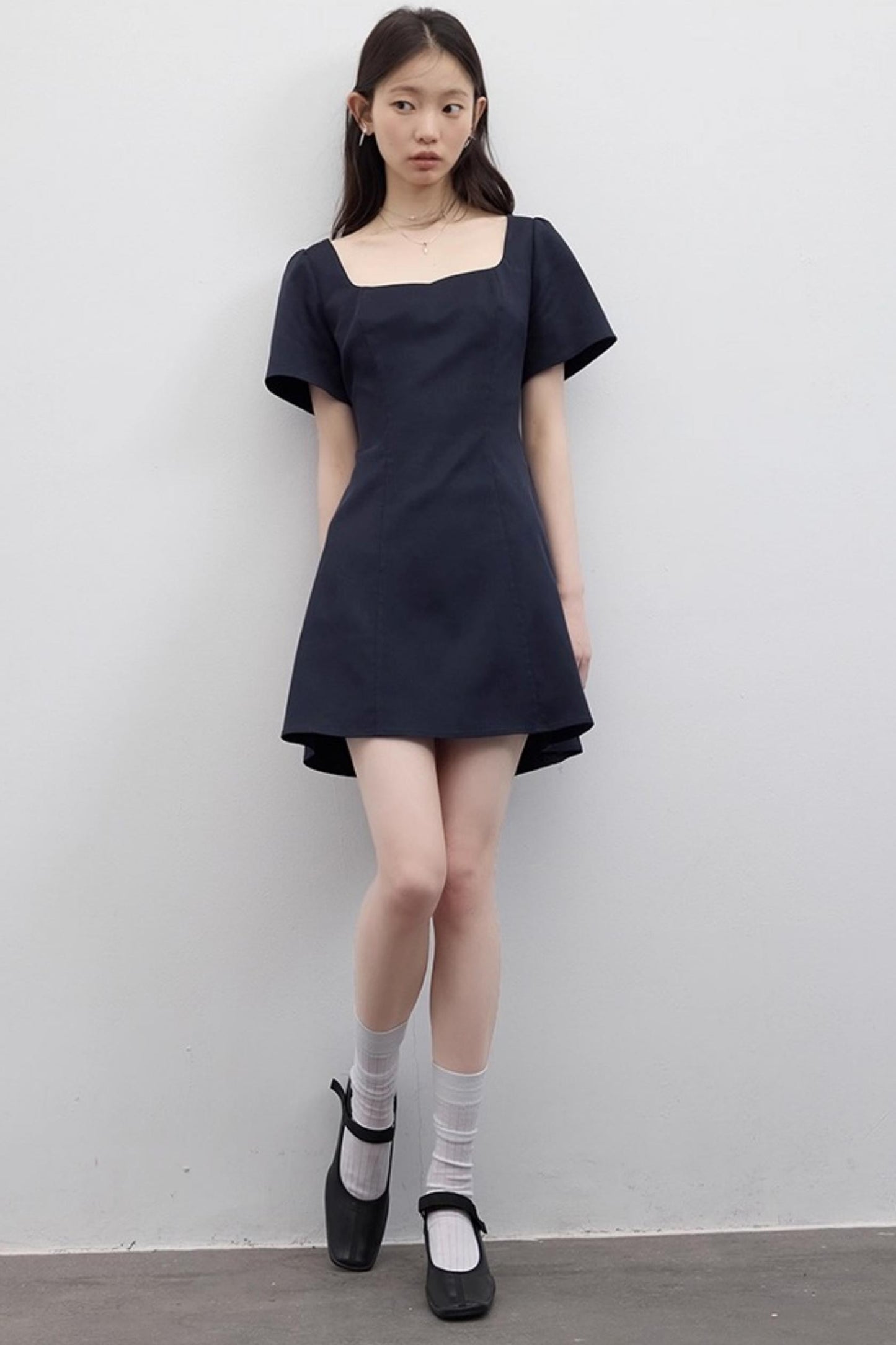 Linen Cotton Square Neck Dress