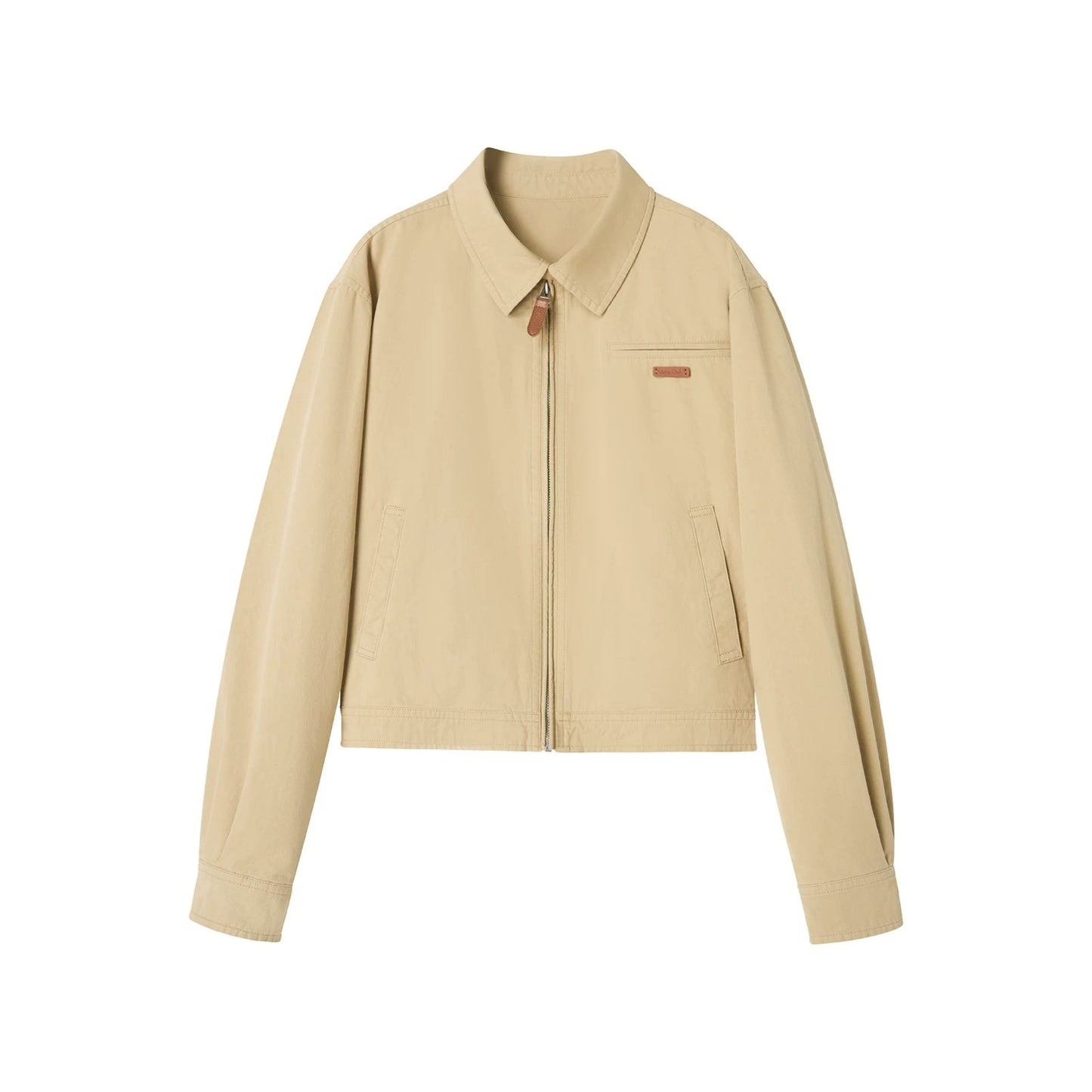 Retro Khaki Leather Workwear Jacket