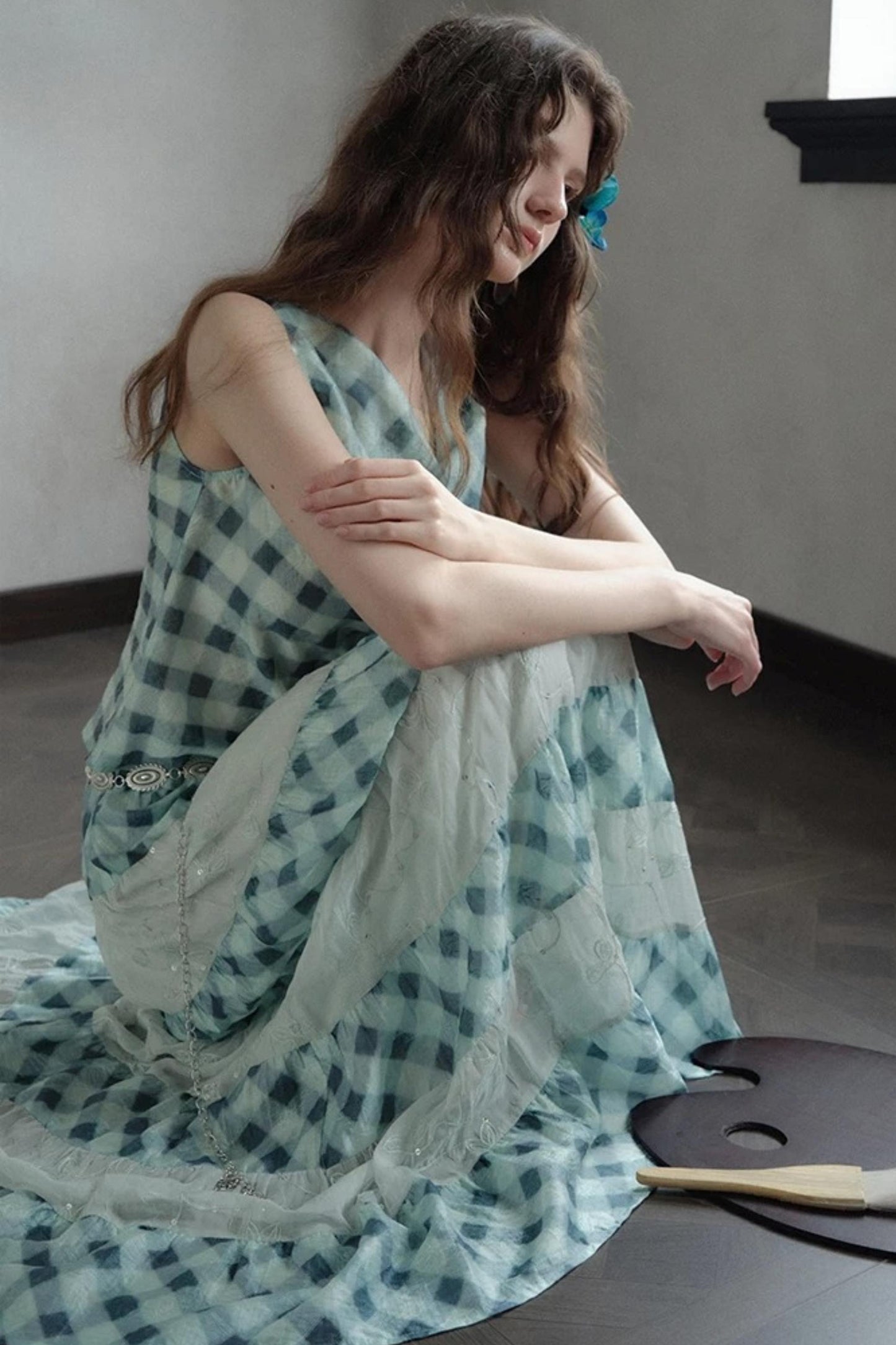 Moonfall Ice Blue Plaid Skirt