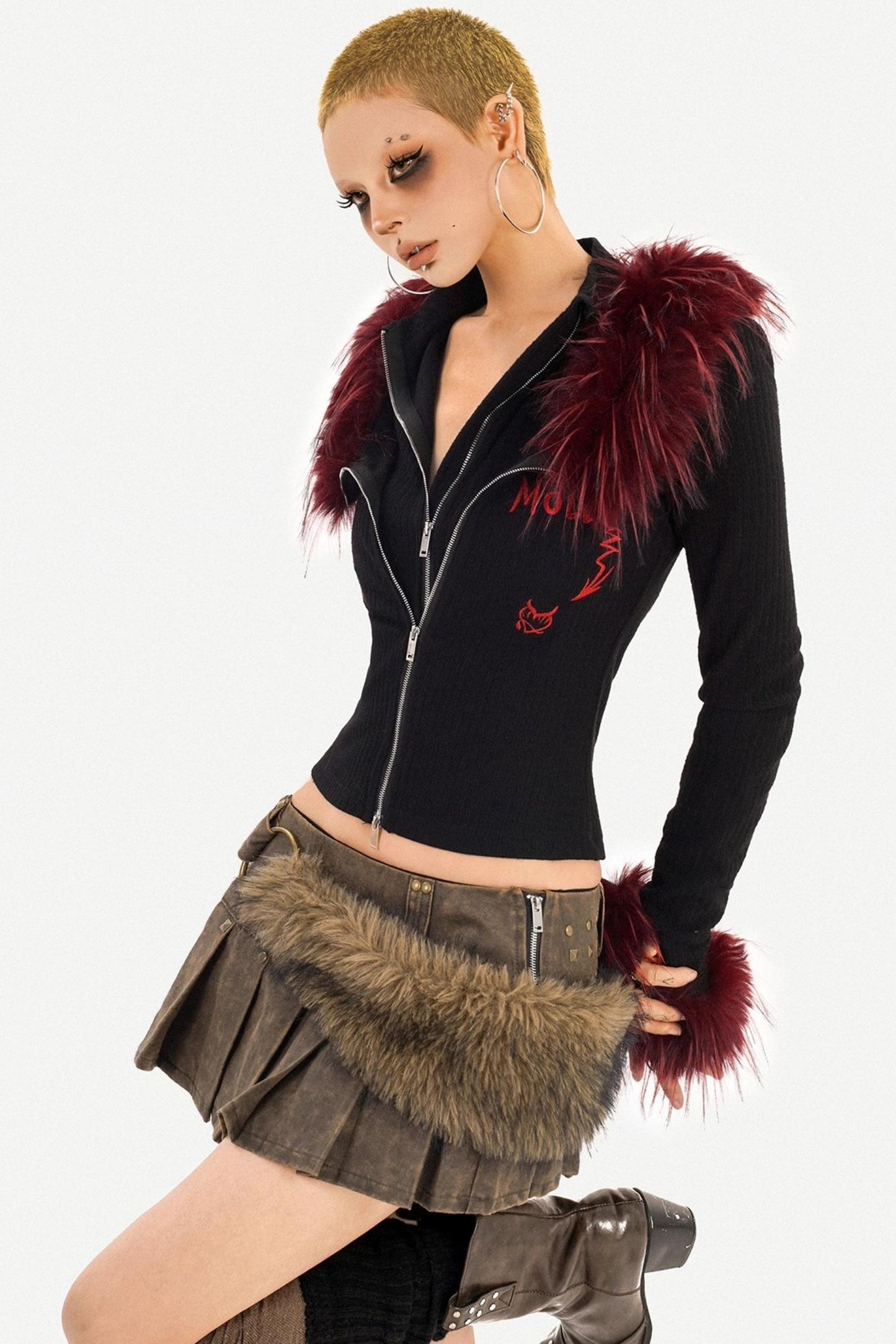 Mid-Low Waist Mini Pleated Short Skirt