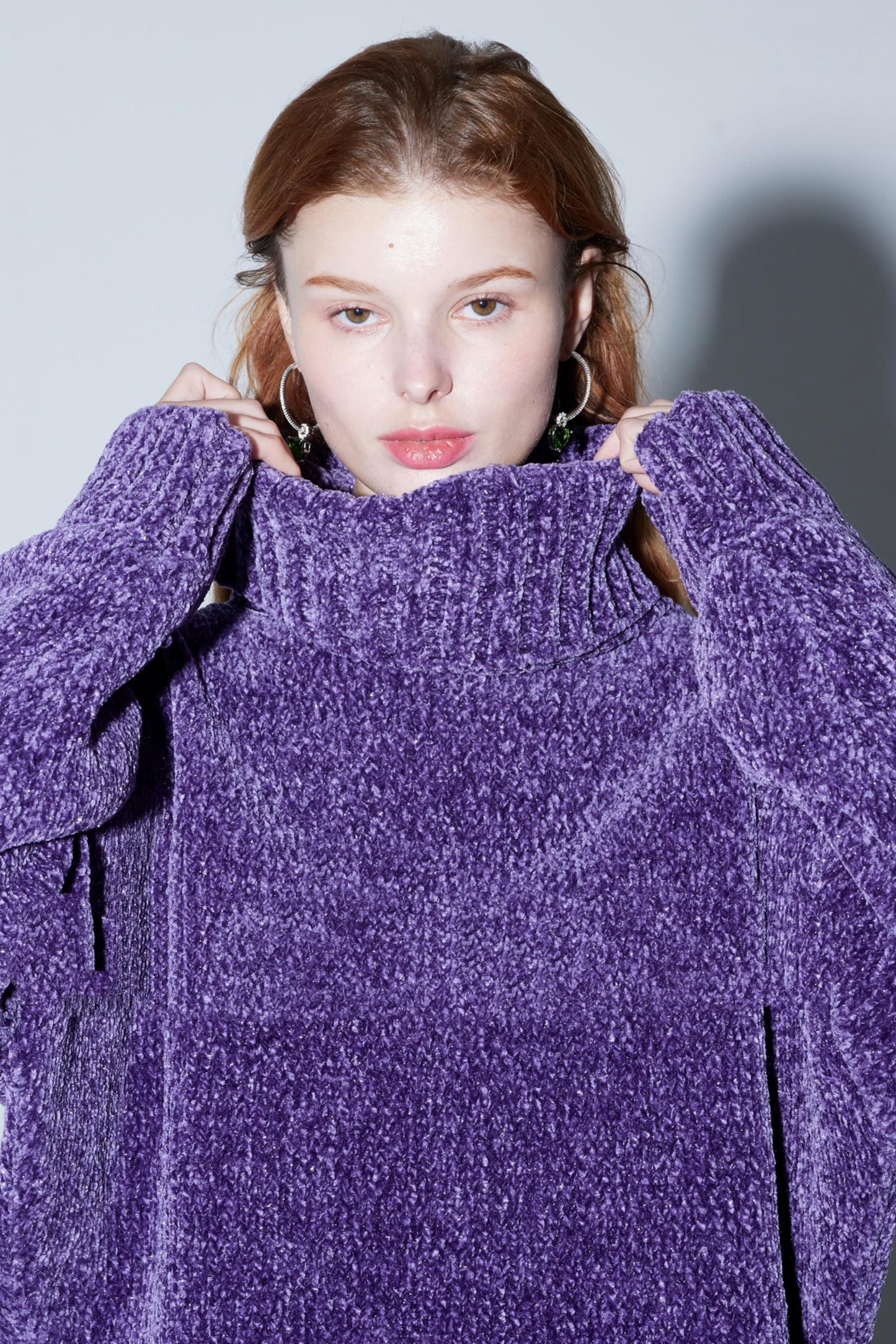 Colorful Chenille High-Neck Top