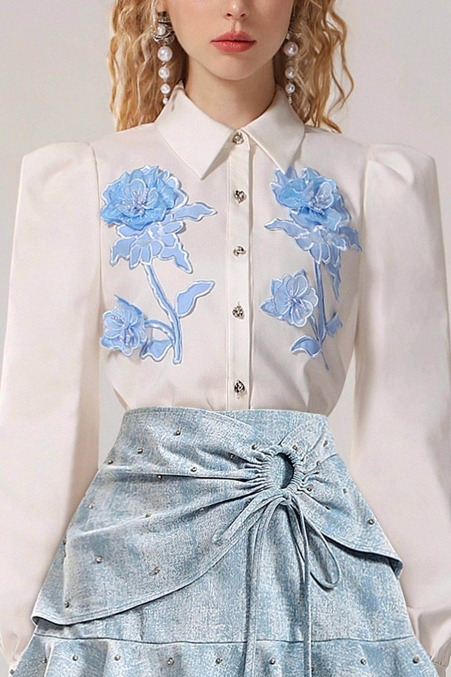 French White Long-Sleeved Shirt