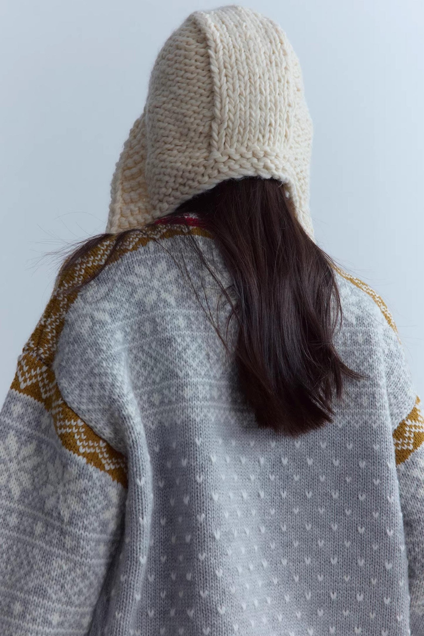 Snowflake Gray Wool Sweater