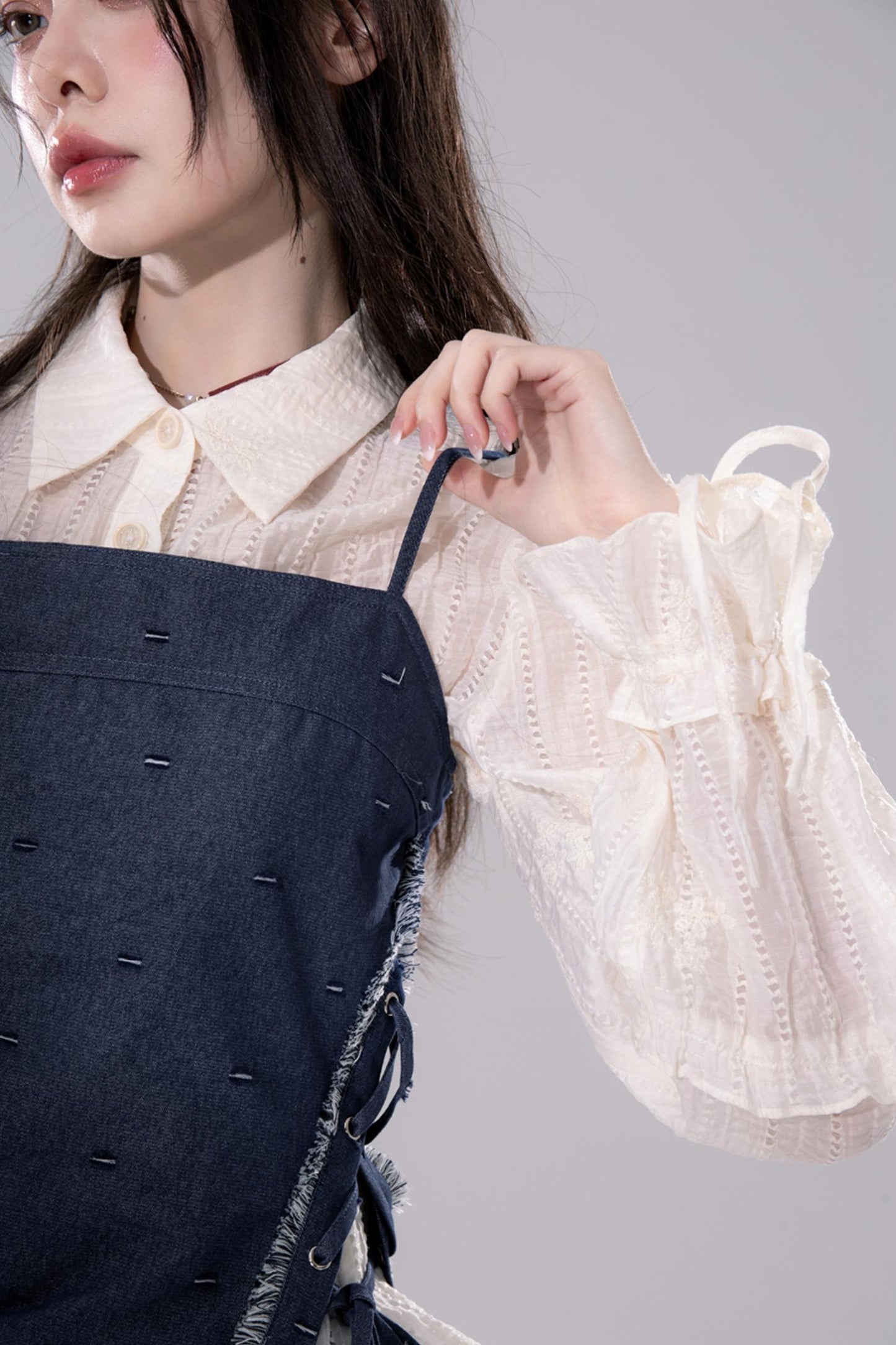 Serenity Blue Textured Camisole & Skirt Set