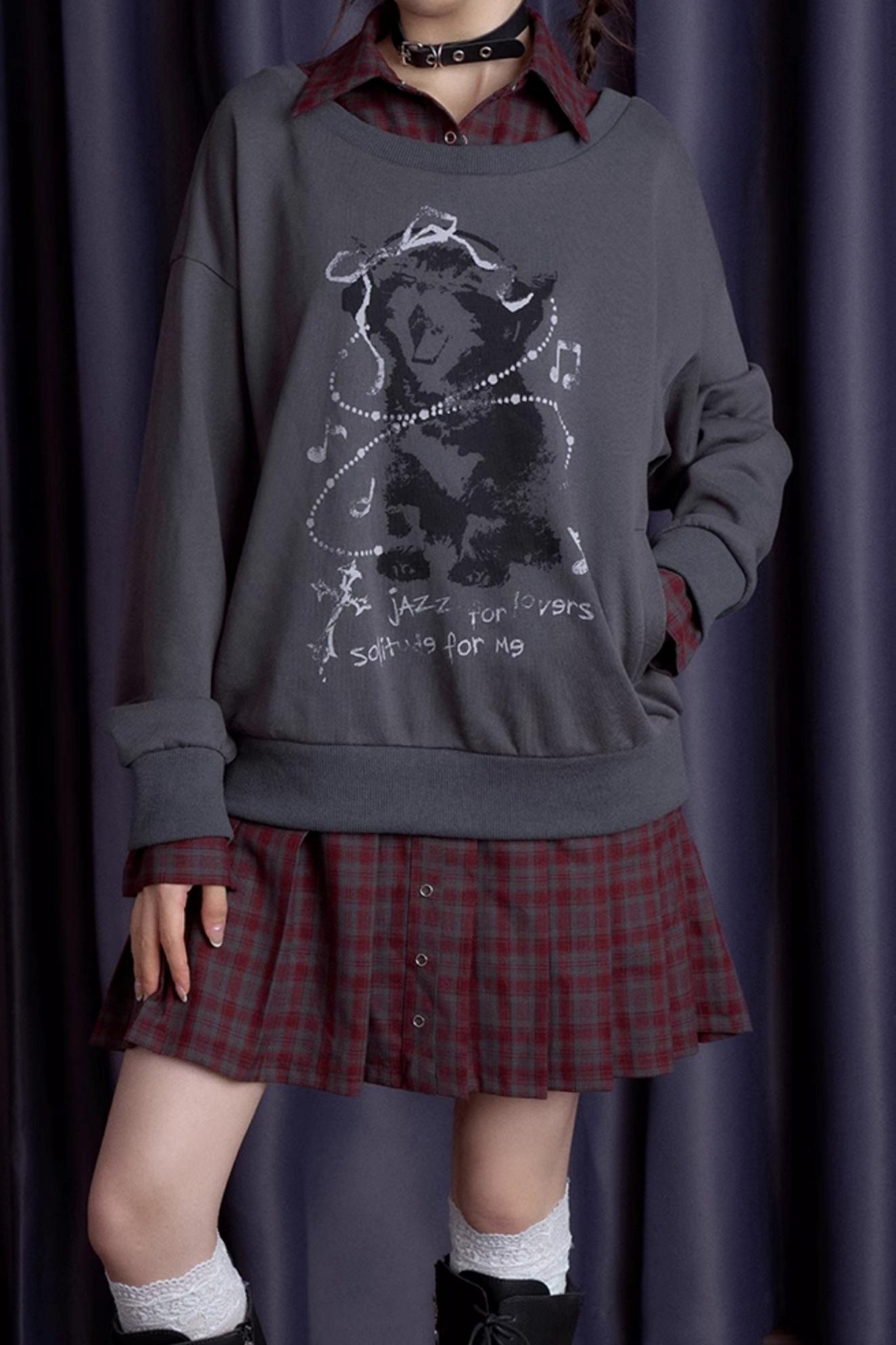 Rotes kariertes Sweatshirtkleid