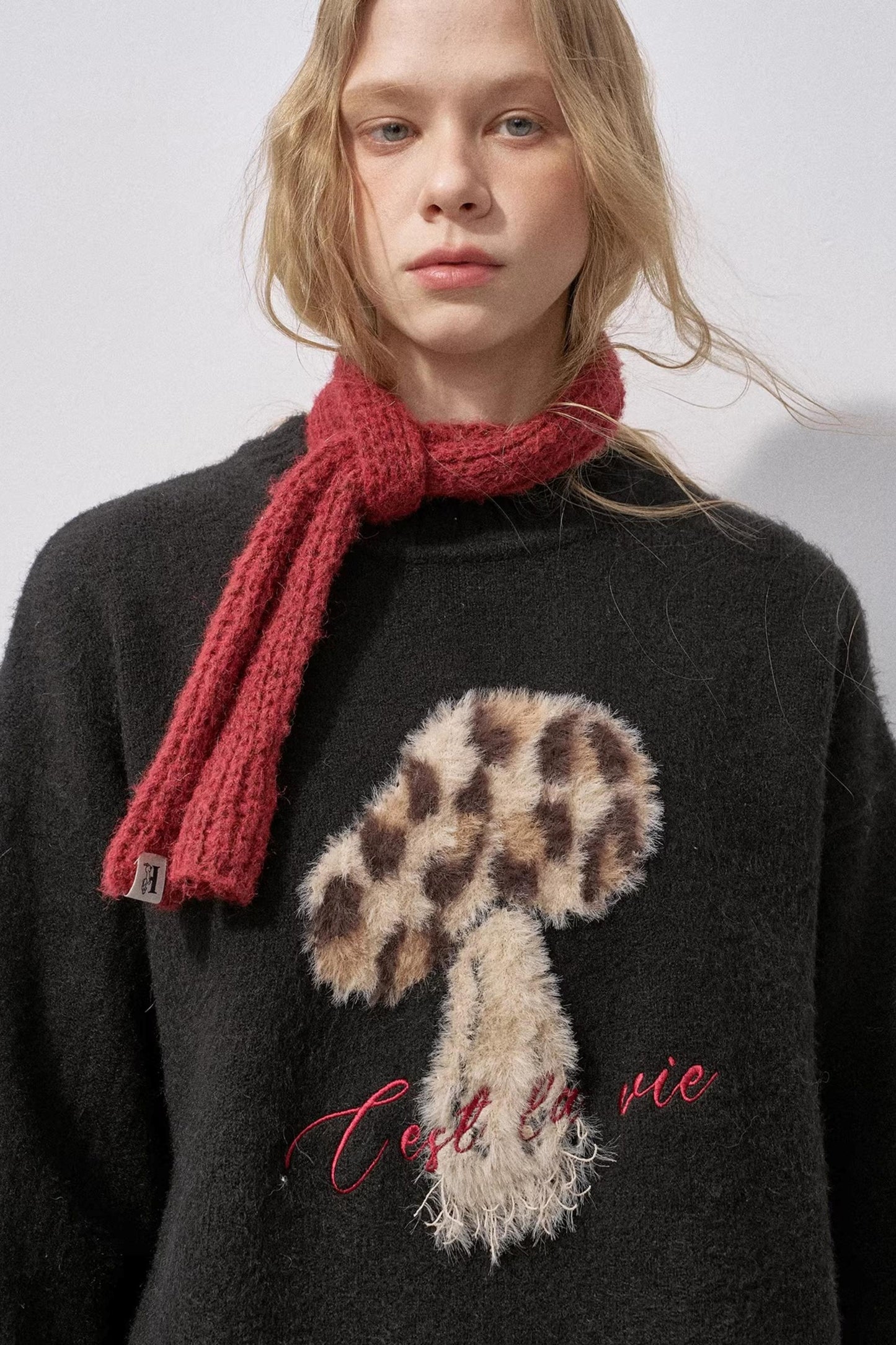 Mushroom Letter Knit Sweater