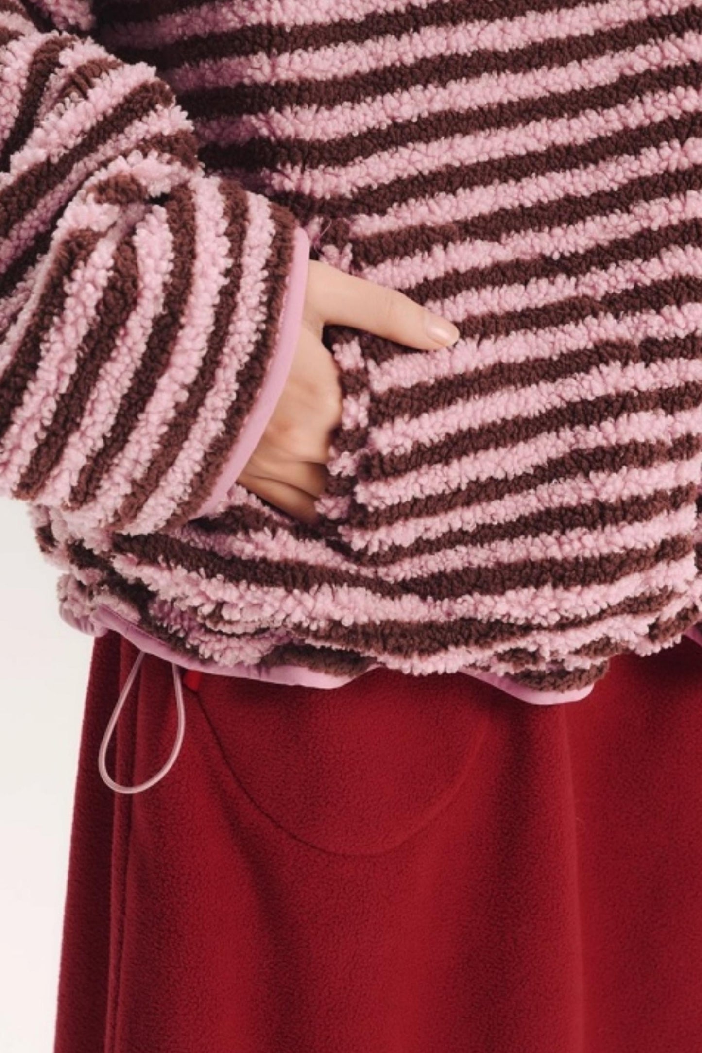 Embroidered Fleece Stiped Sweatshirt