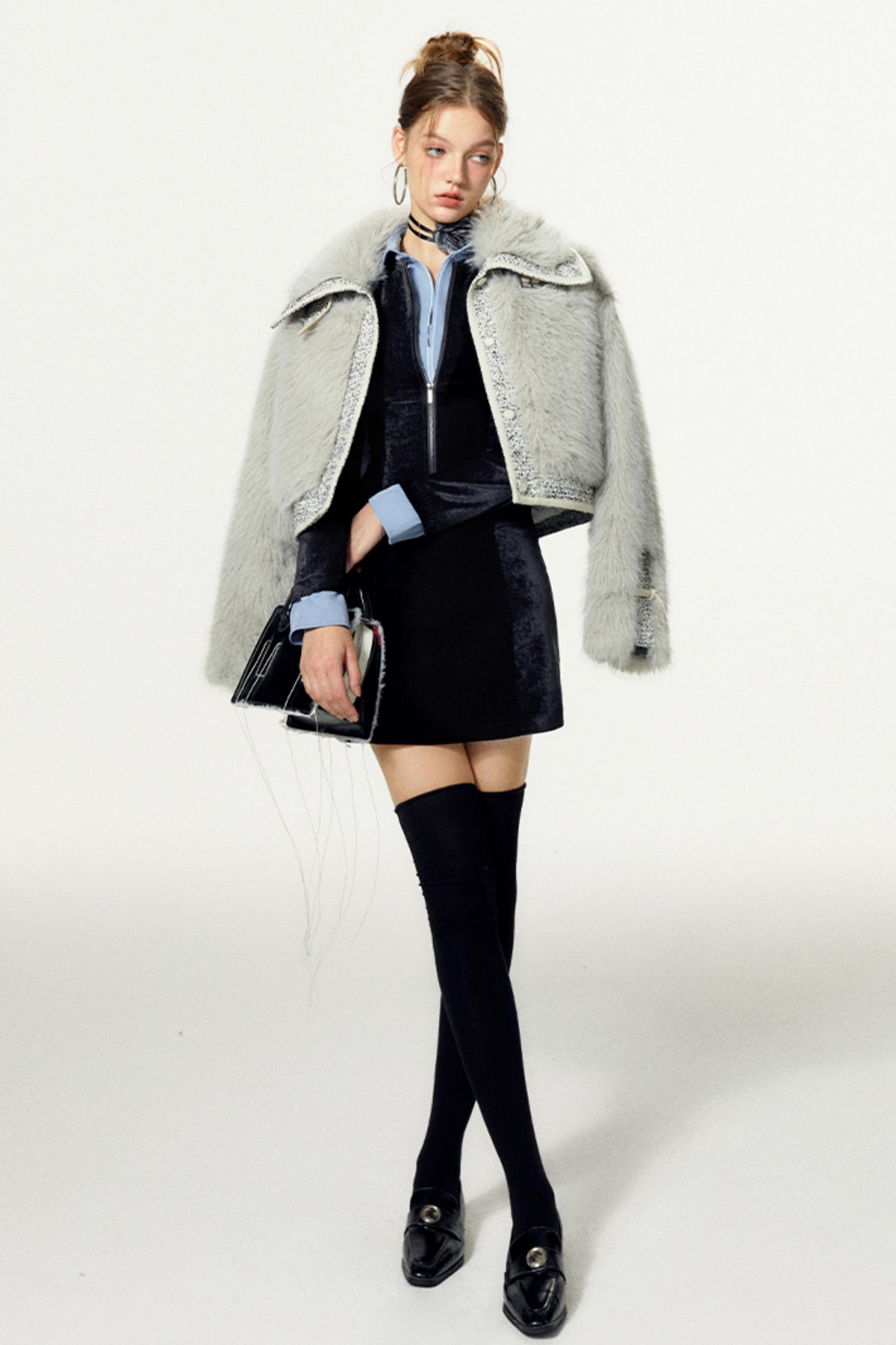 Luxury Velvet Colorblock Dress