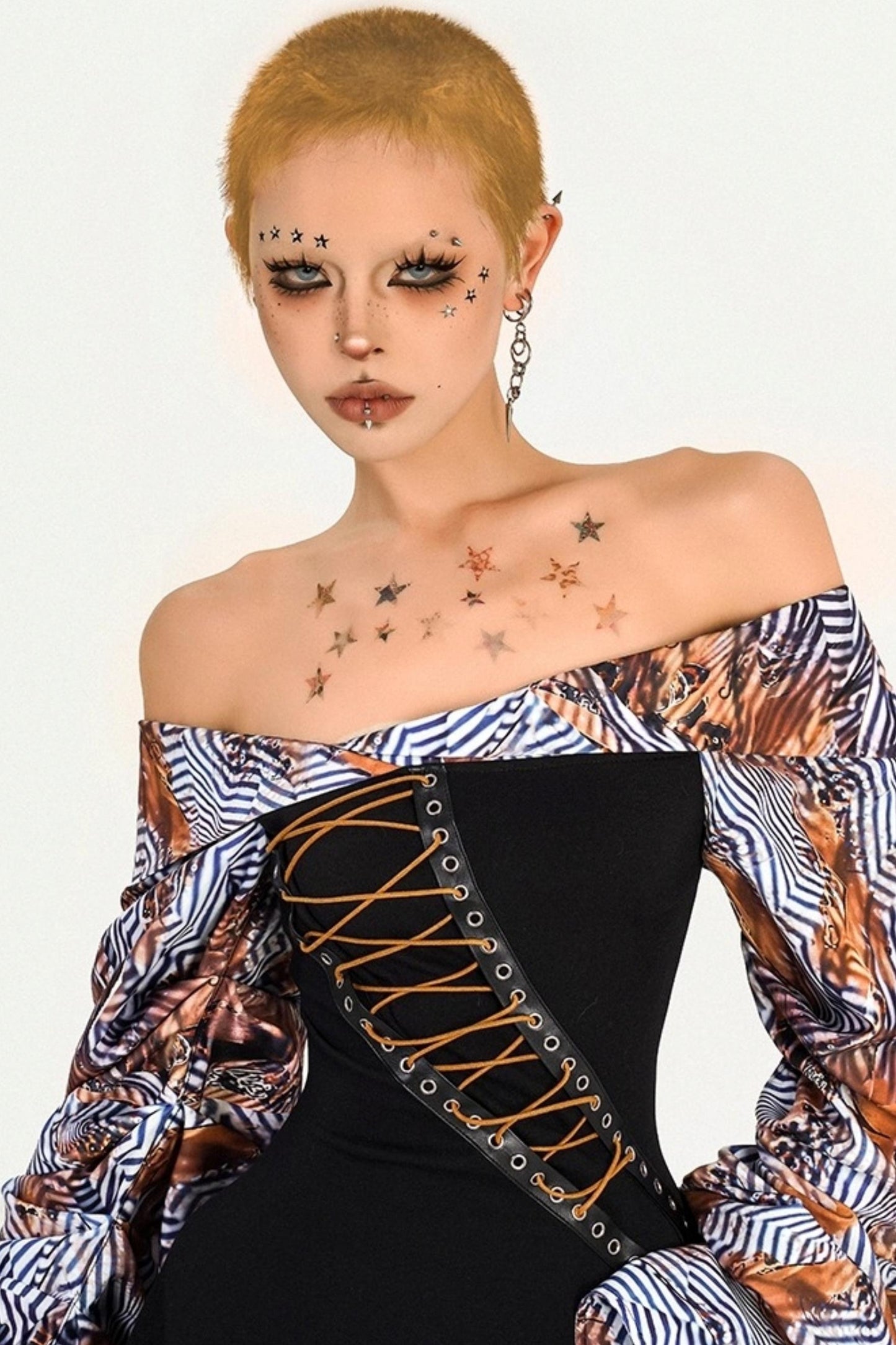 Original Spice Patchwork One-Shoulder Dress