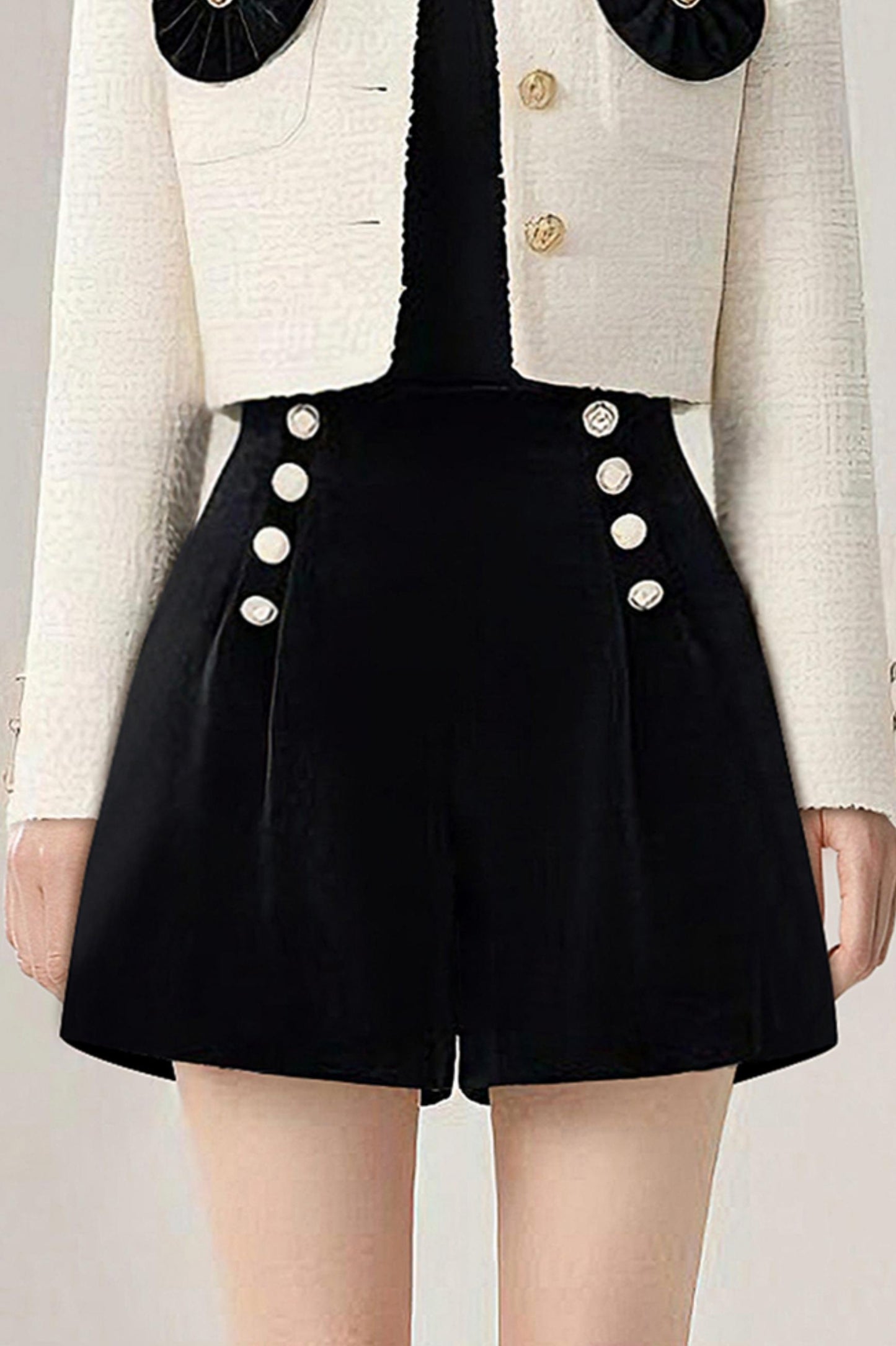 Velvet Studded Jacket Shorts Set-Up