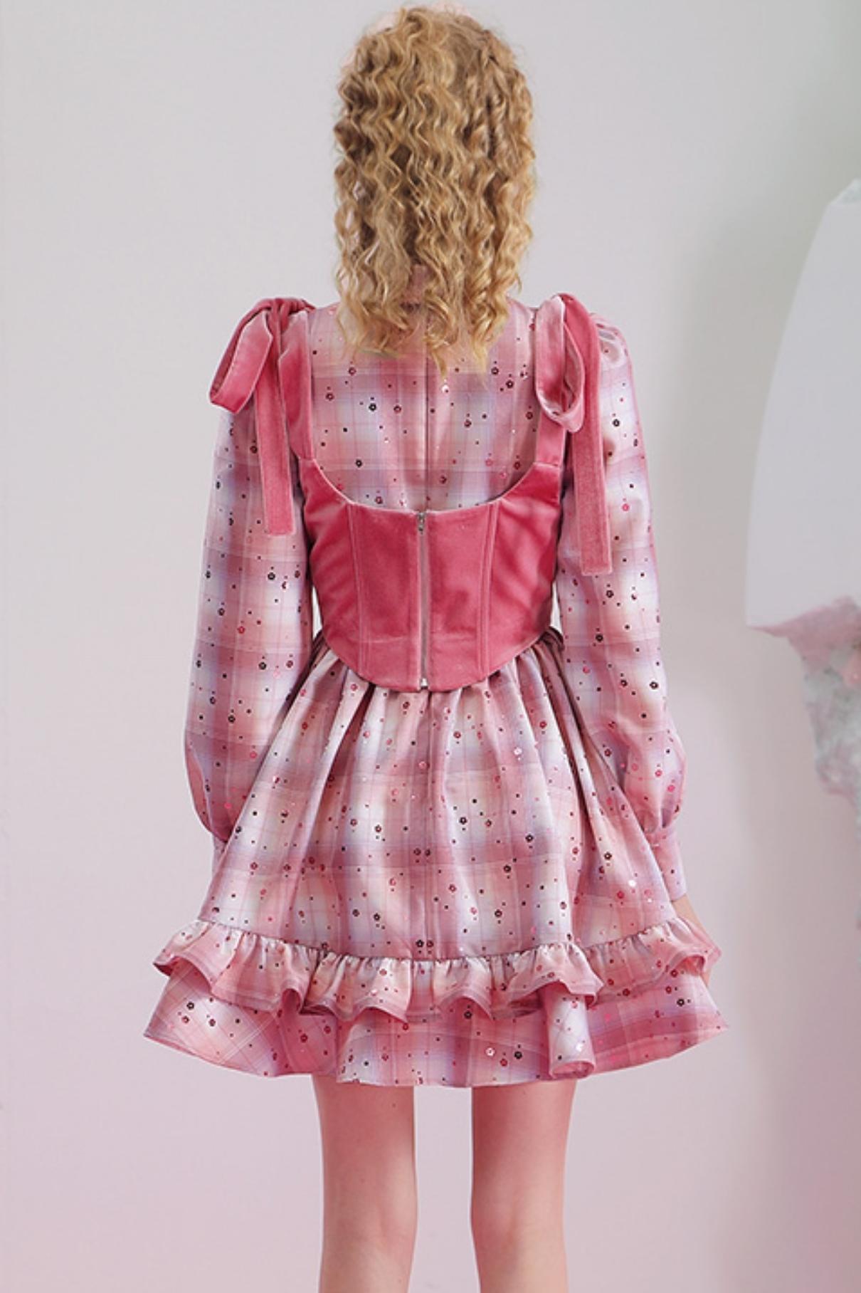 Retro-Stil Pink Samt Taillenveste