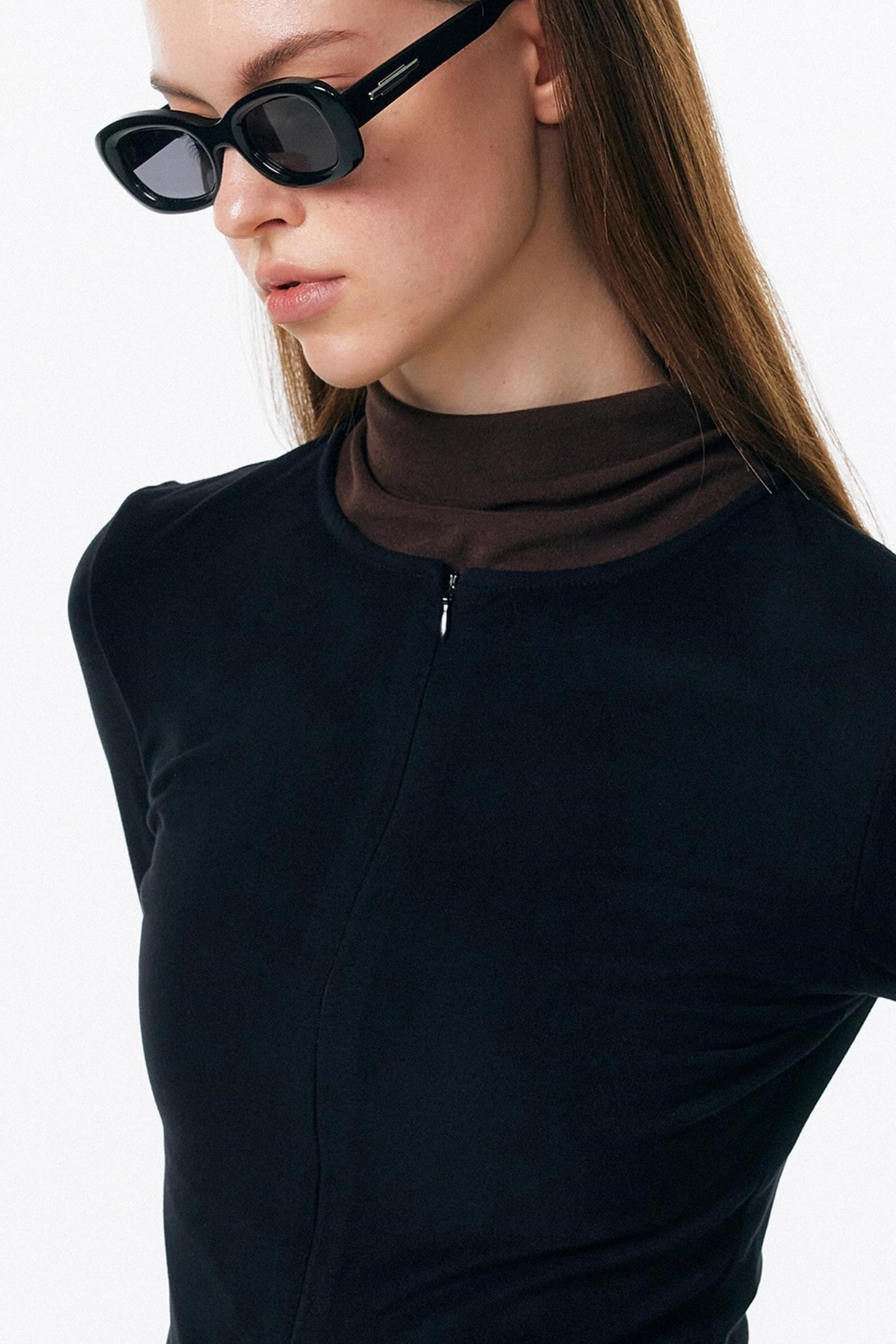 Velvet-Feel Color-Blocked Top