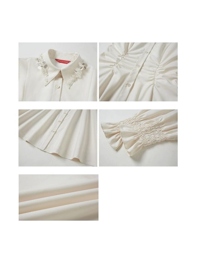Beaded Range Waist Skirt French Shirt Dress