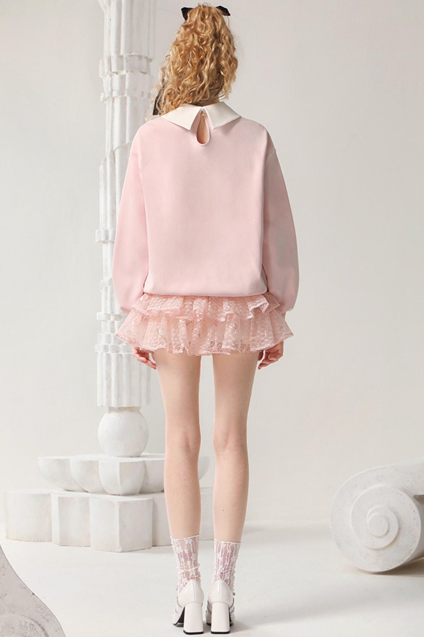 Pink Doll Collar Nagelbohrer Sweatshirt