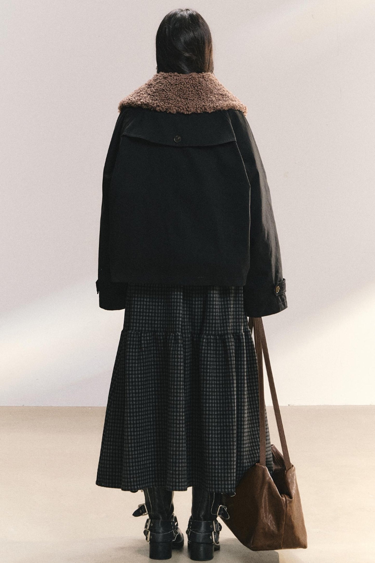 Large Fur Collar Wool Coat