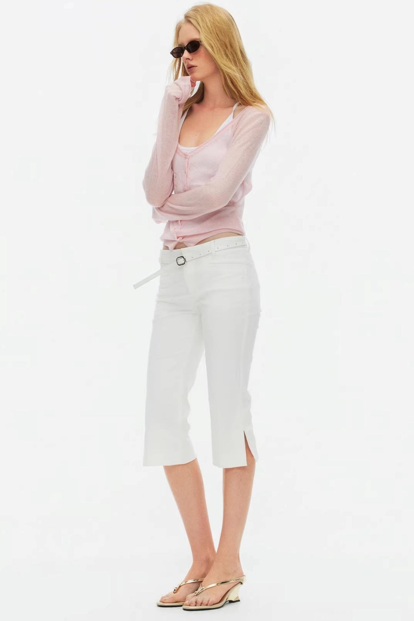 Low-Waist Equestrian Capri Trousers