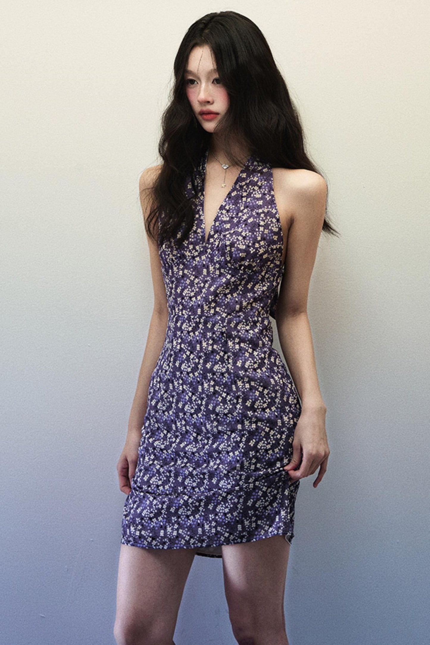 Floral Crushed V-Neck Summer Dress
