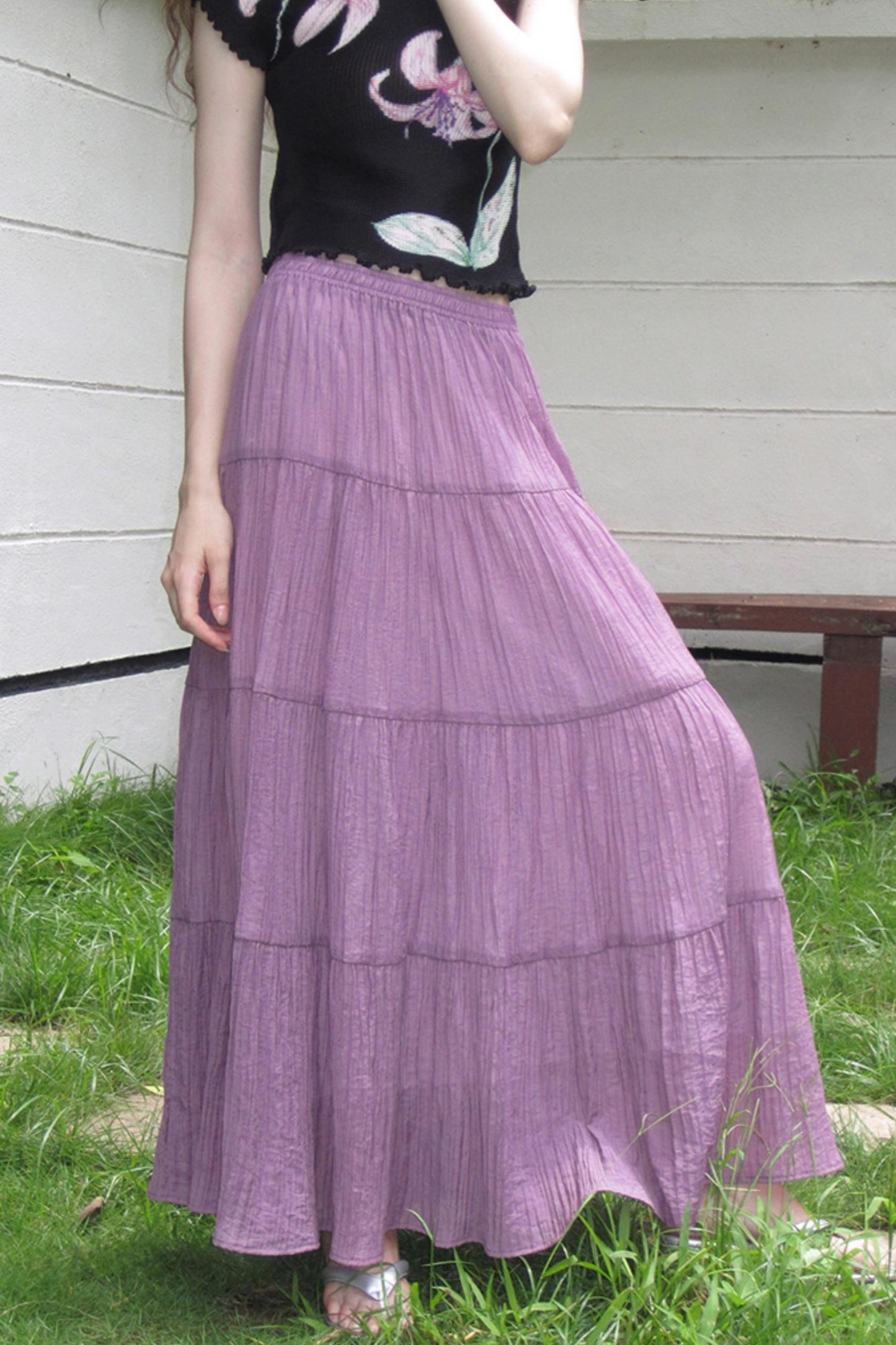 Whisper Purple Stretch Top With Purple Skirt Set-Up