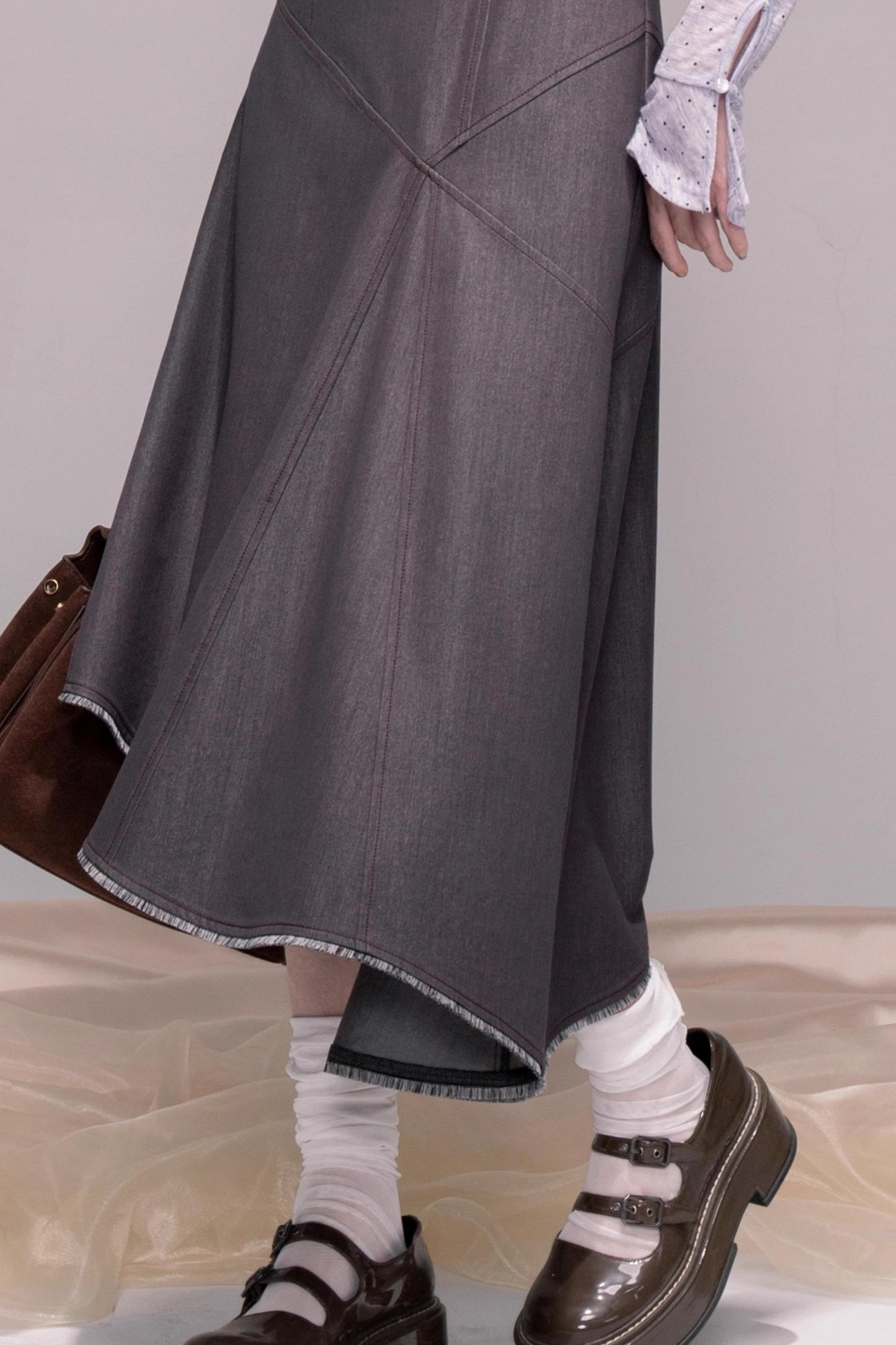 Twilight Gray Polka Dot Shirt Dress Set-Up