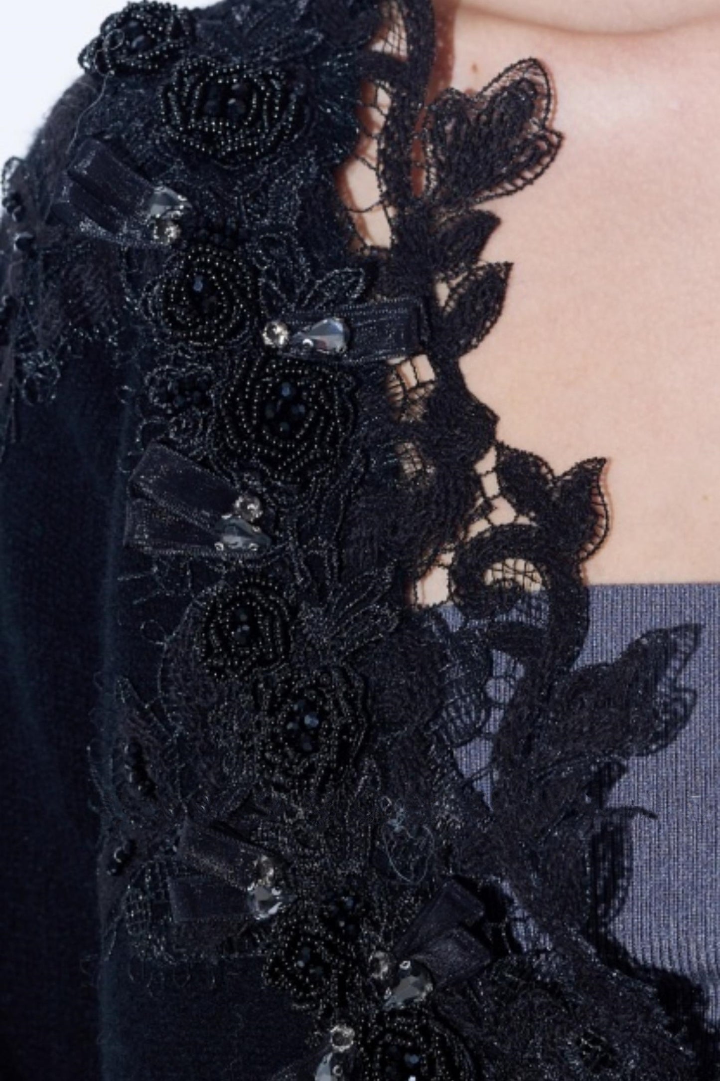 Rhinestone Lace Wool Top